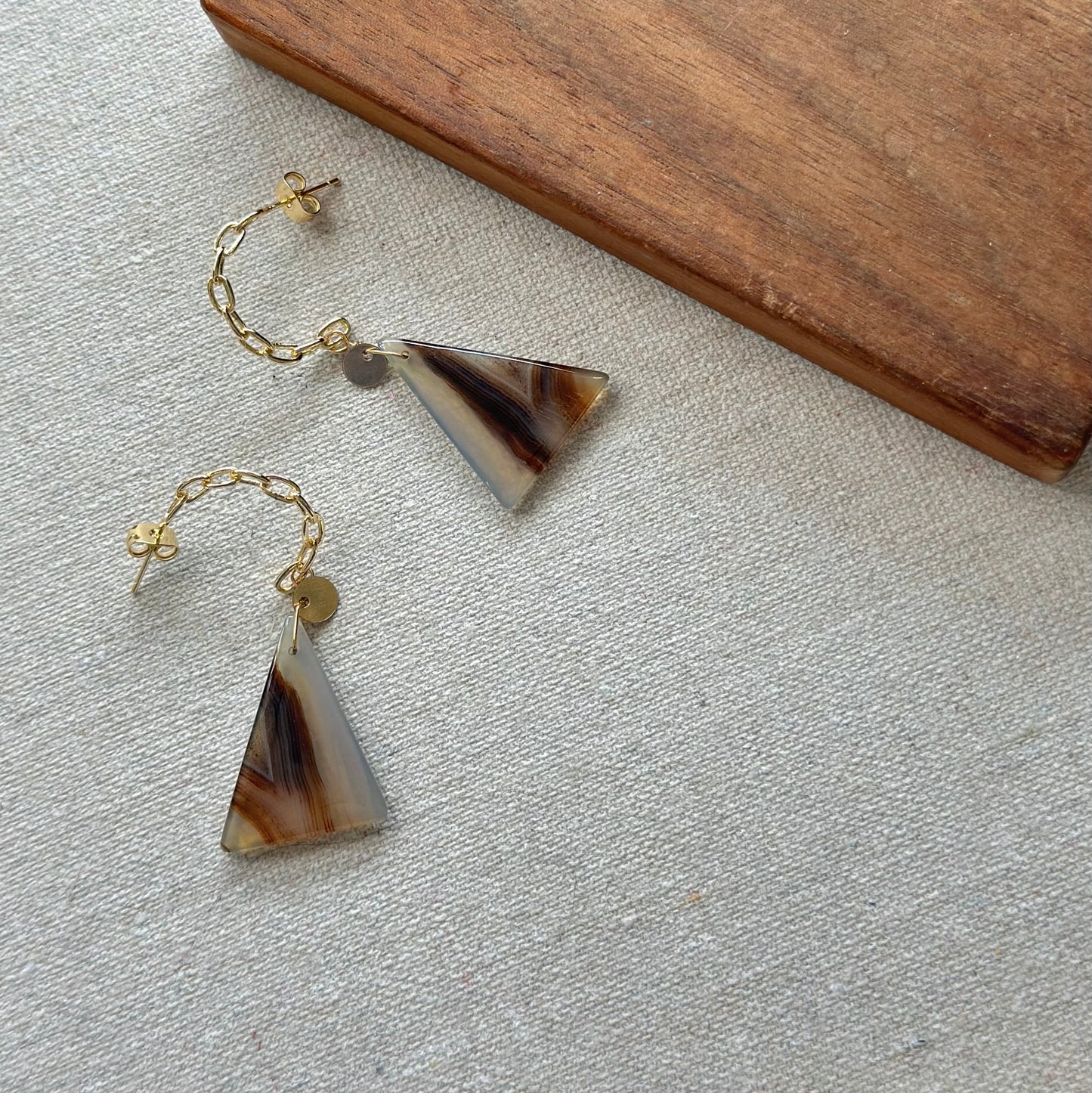 Montana Agate Gold-plated Ear Hoop