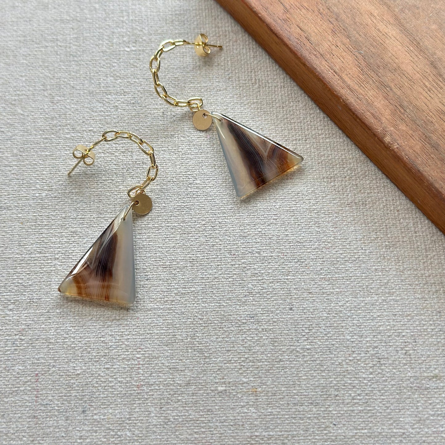 Montana Agate Gold-plated Ear Hoop