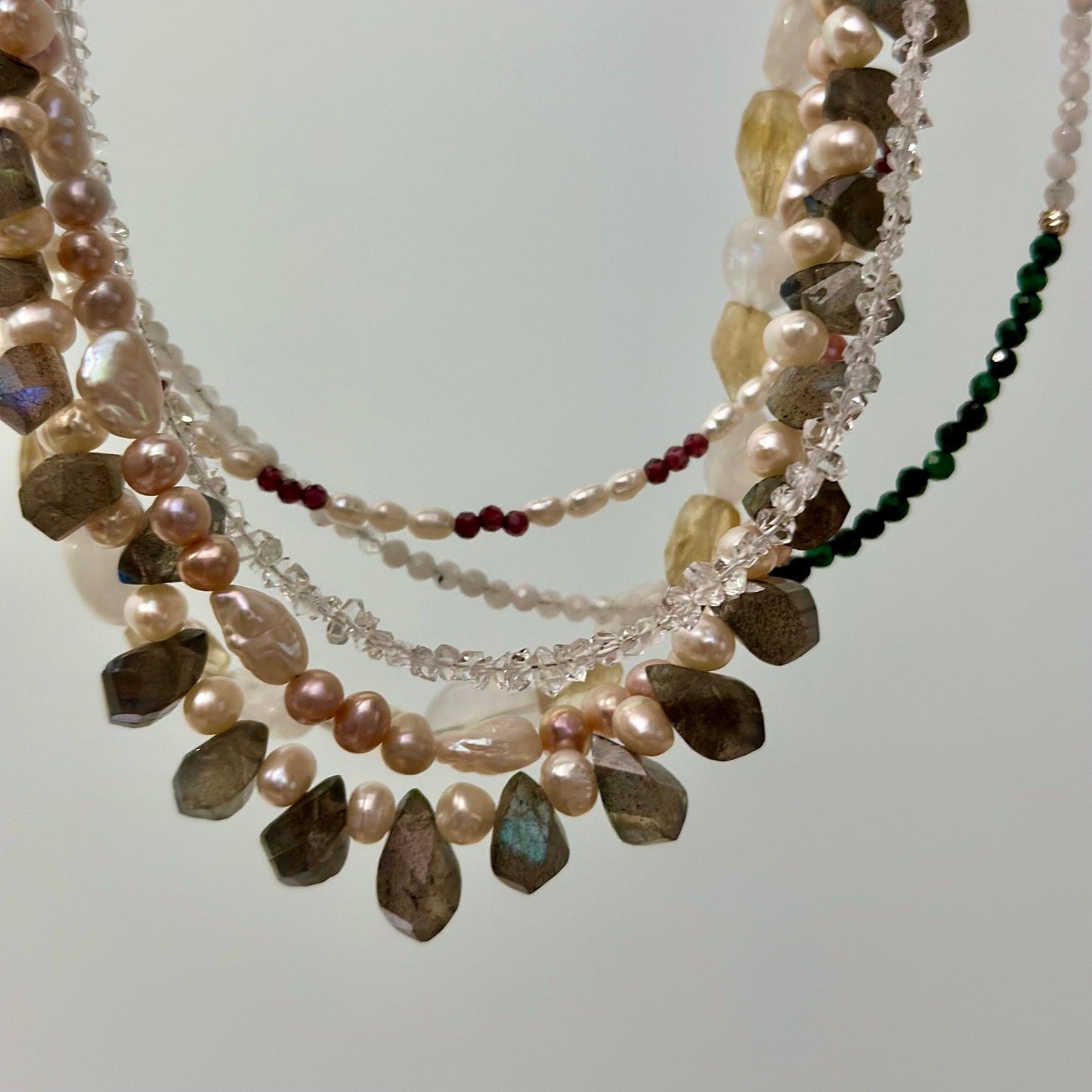 Citrine And Moonstone Beaded Necklace