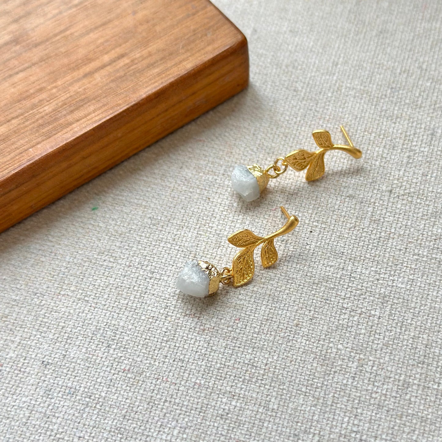 Moonstone Floral Gold-plated Earring
