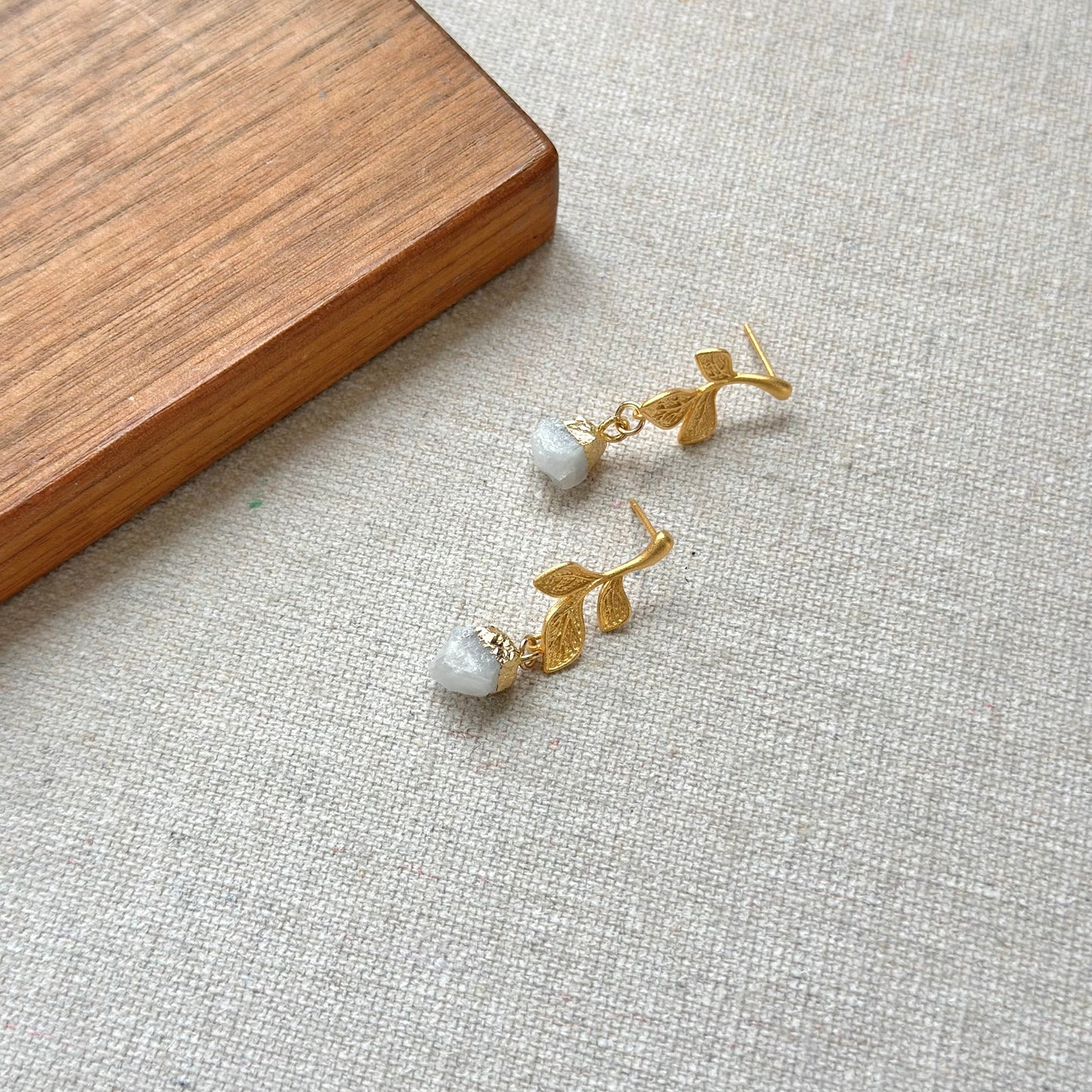 Moonstone Floral Gold-plated Earring