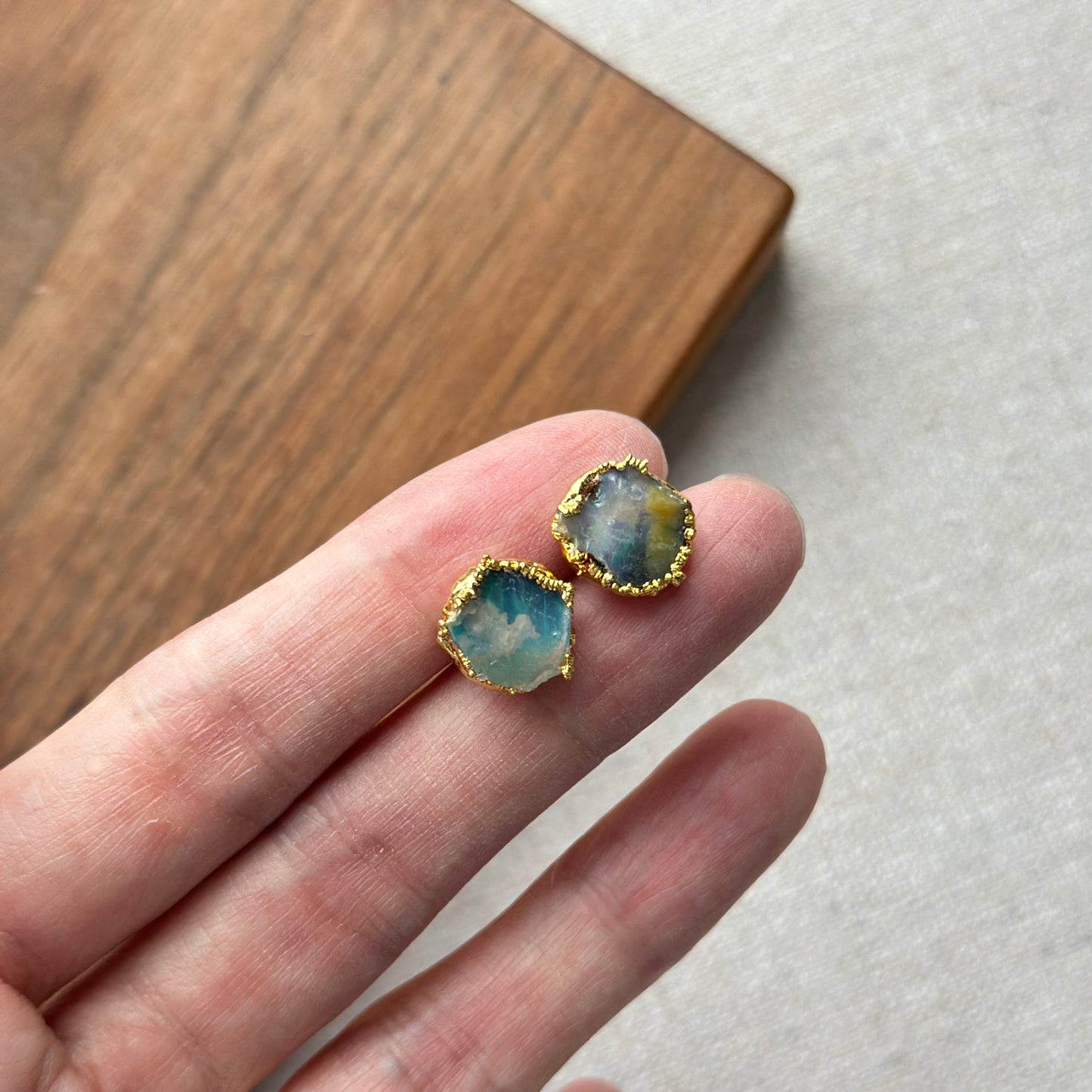 Two-way Opal And Freshwater Pearl Chain Ear Stud