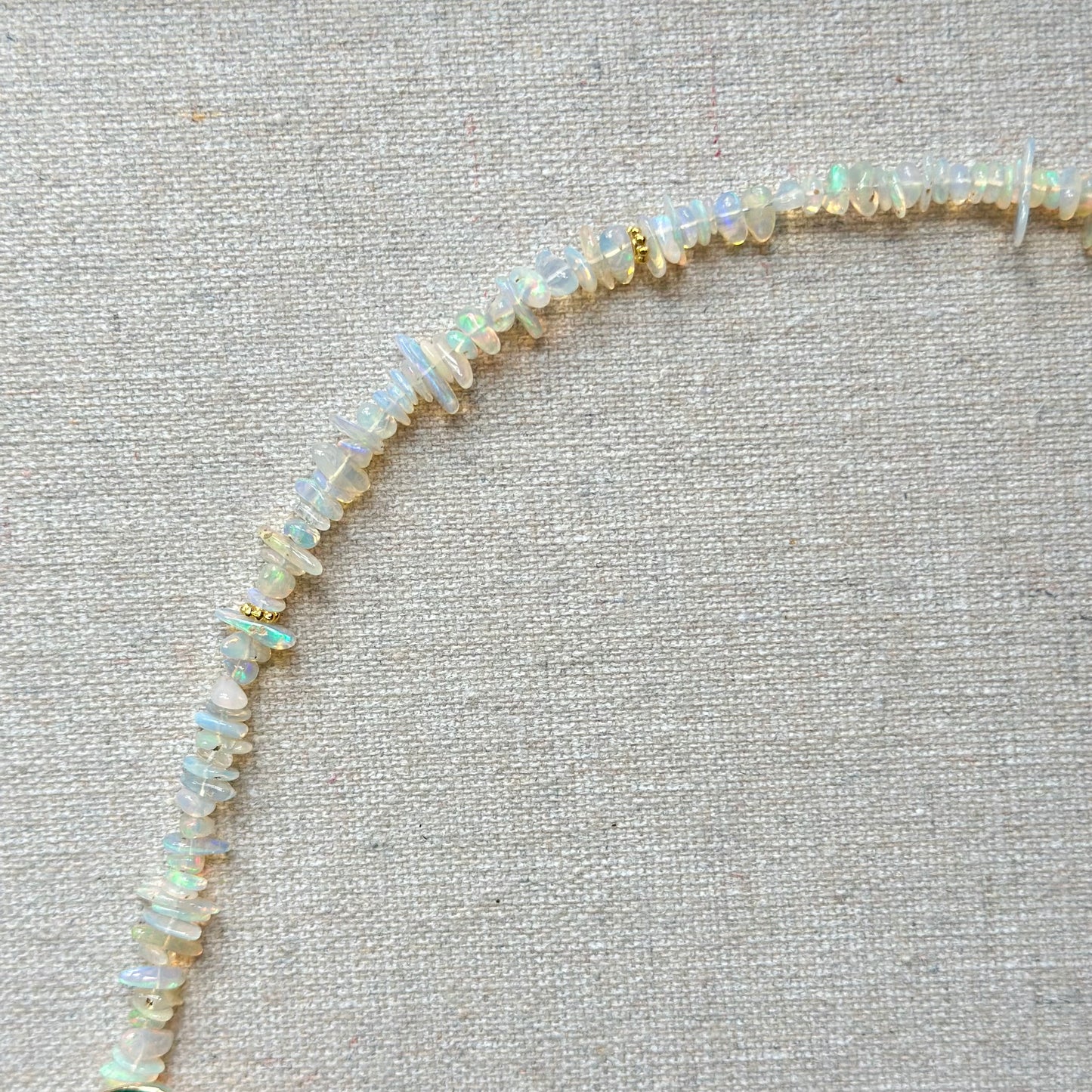Opal Beaded Front Hoop Toggle Necklace