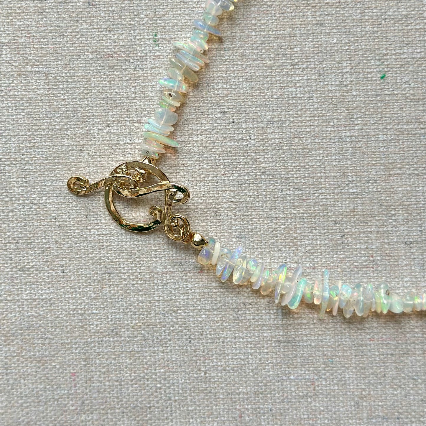Opal Beaded Front Hoop Toggle Necklace