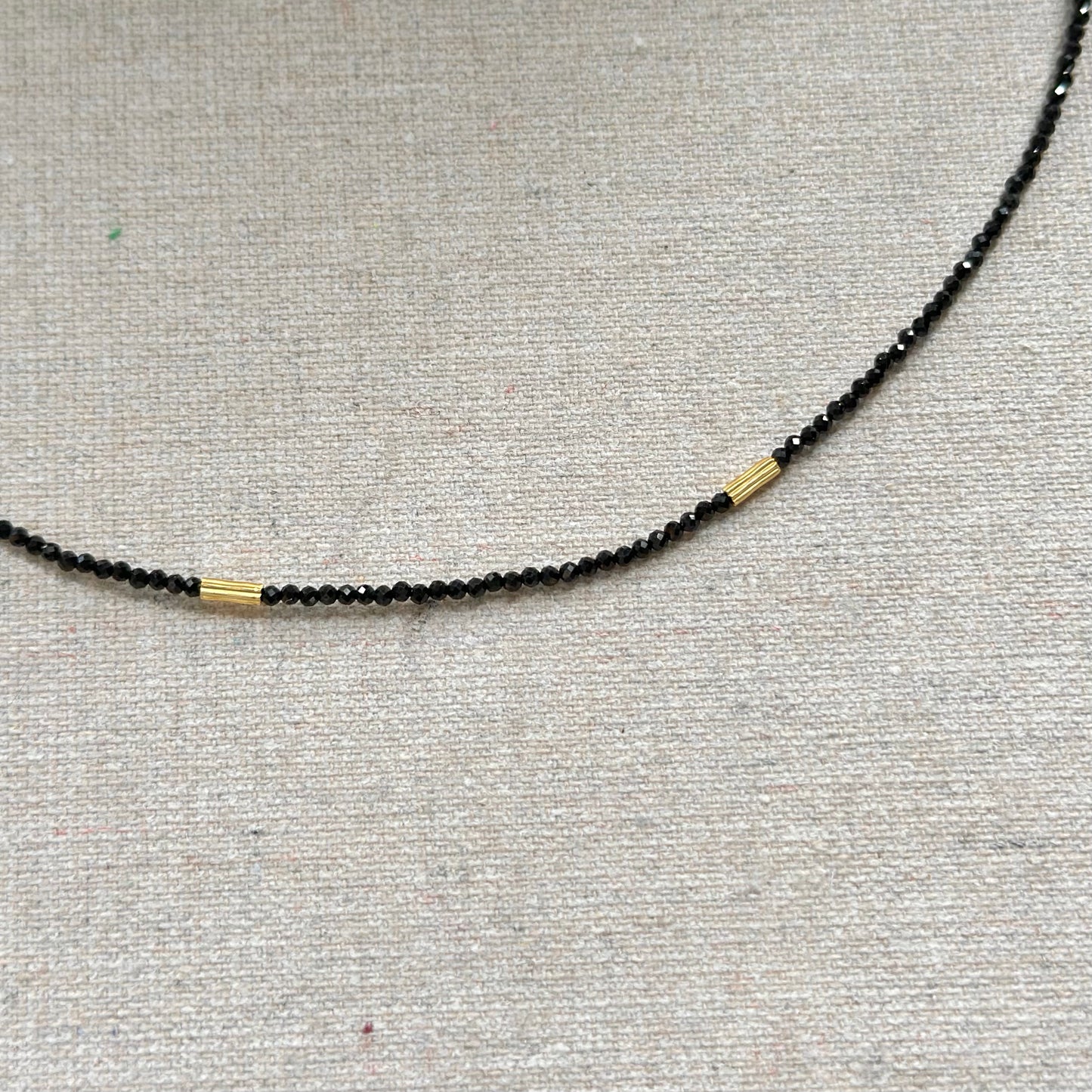 Black Spinel And Labradorite Asymmetric Beaded Necklace