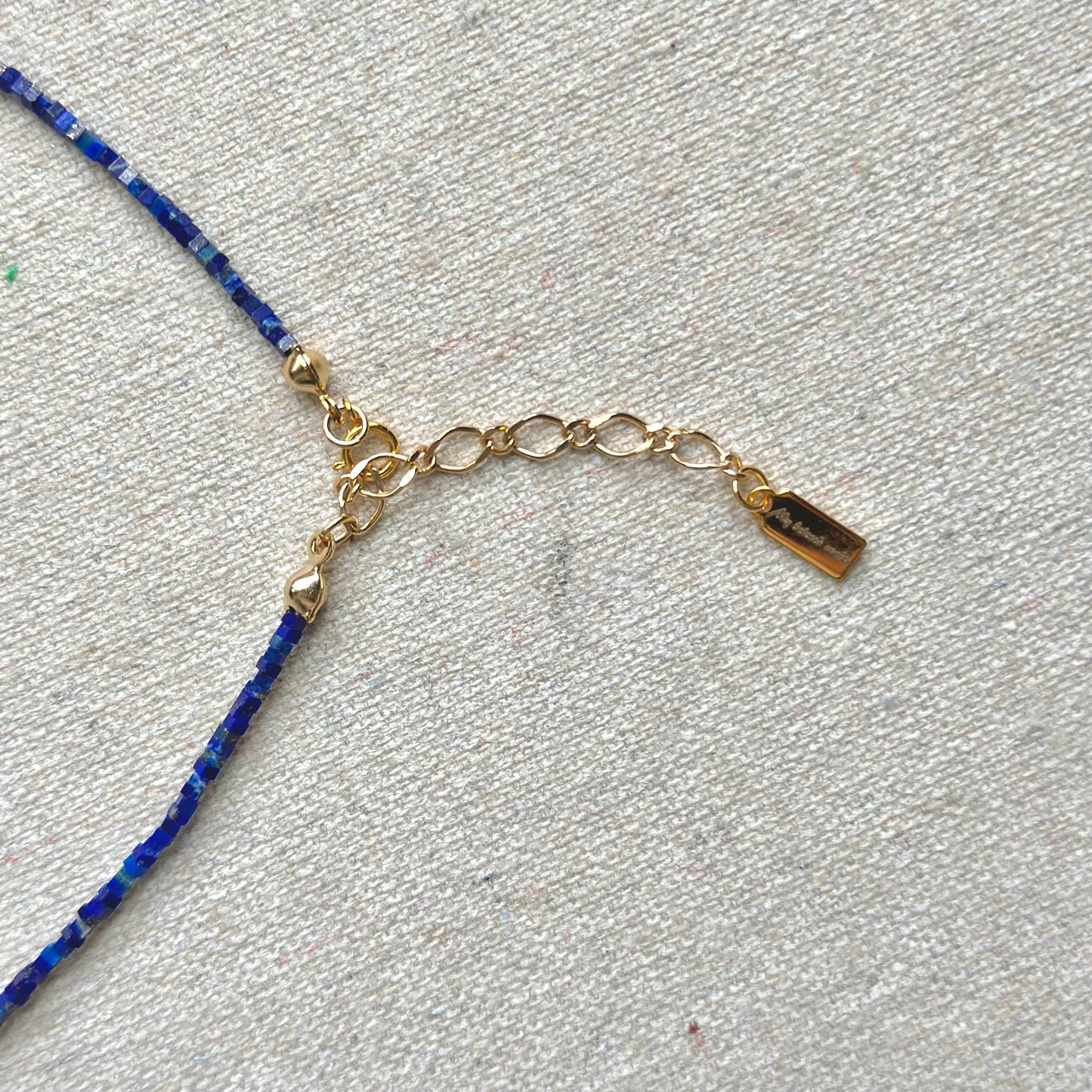 Lapis Cubed Beaded And Labradorite Necklace