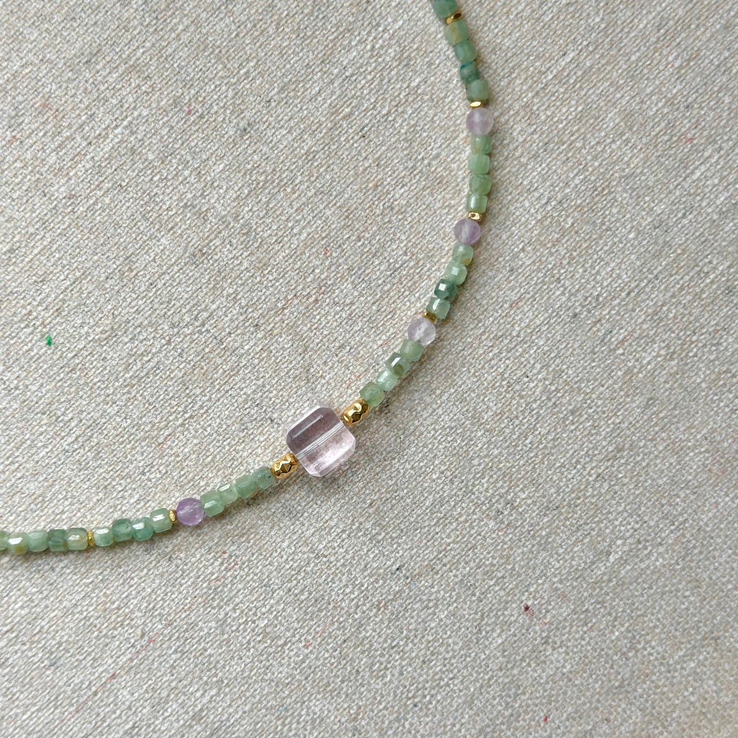 Green Kyanite And Amethsyt Beaded Necklace