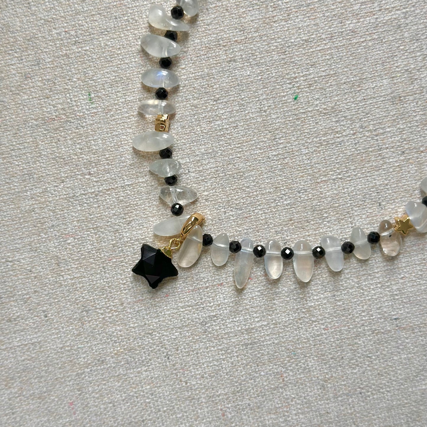 Two-way Moonstone And Black Spinel Beaded Necklace
