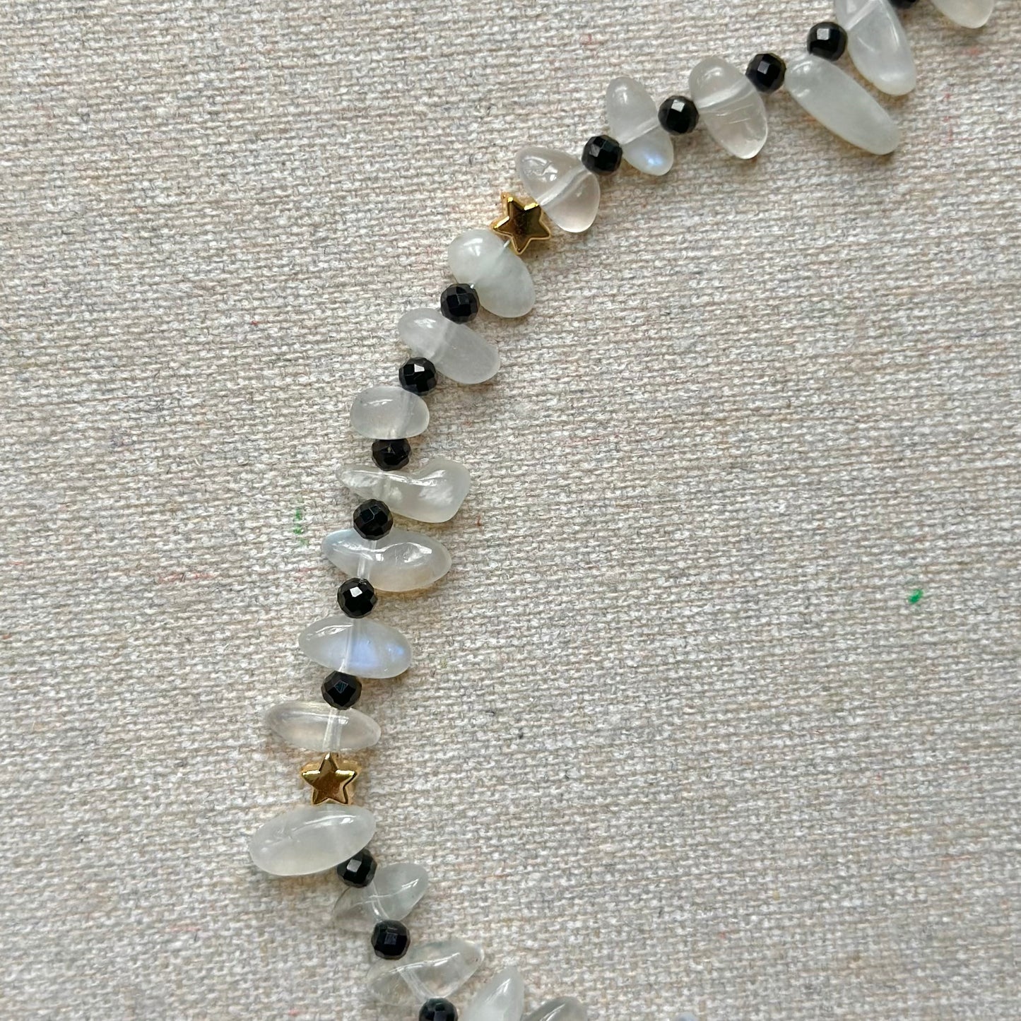 Two-way Moonstone And Black Spinel Beaded Necklace