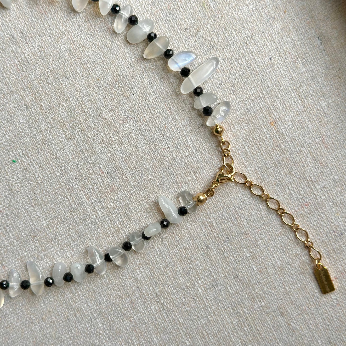 Two-way Moonstone And Black Spinel Beaded Necklace