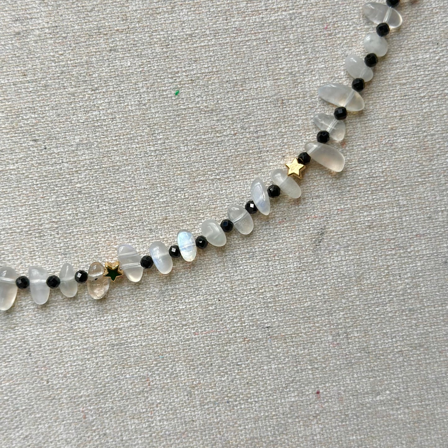 Two-way Moonstone And Black Spinel Beaded Necklace