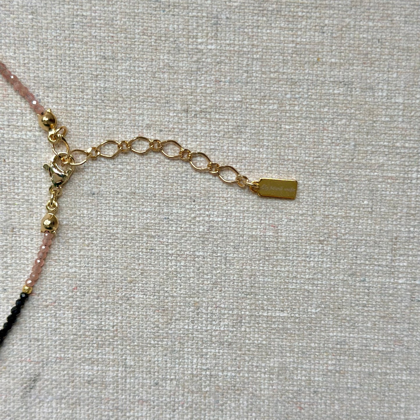 Blue Sapphire Black Spinel Mixed Rhodochrosite Beaded Necklace