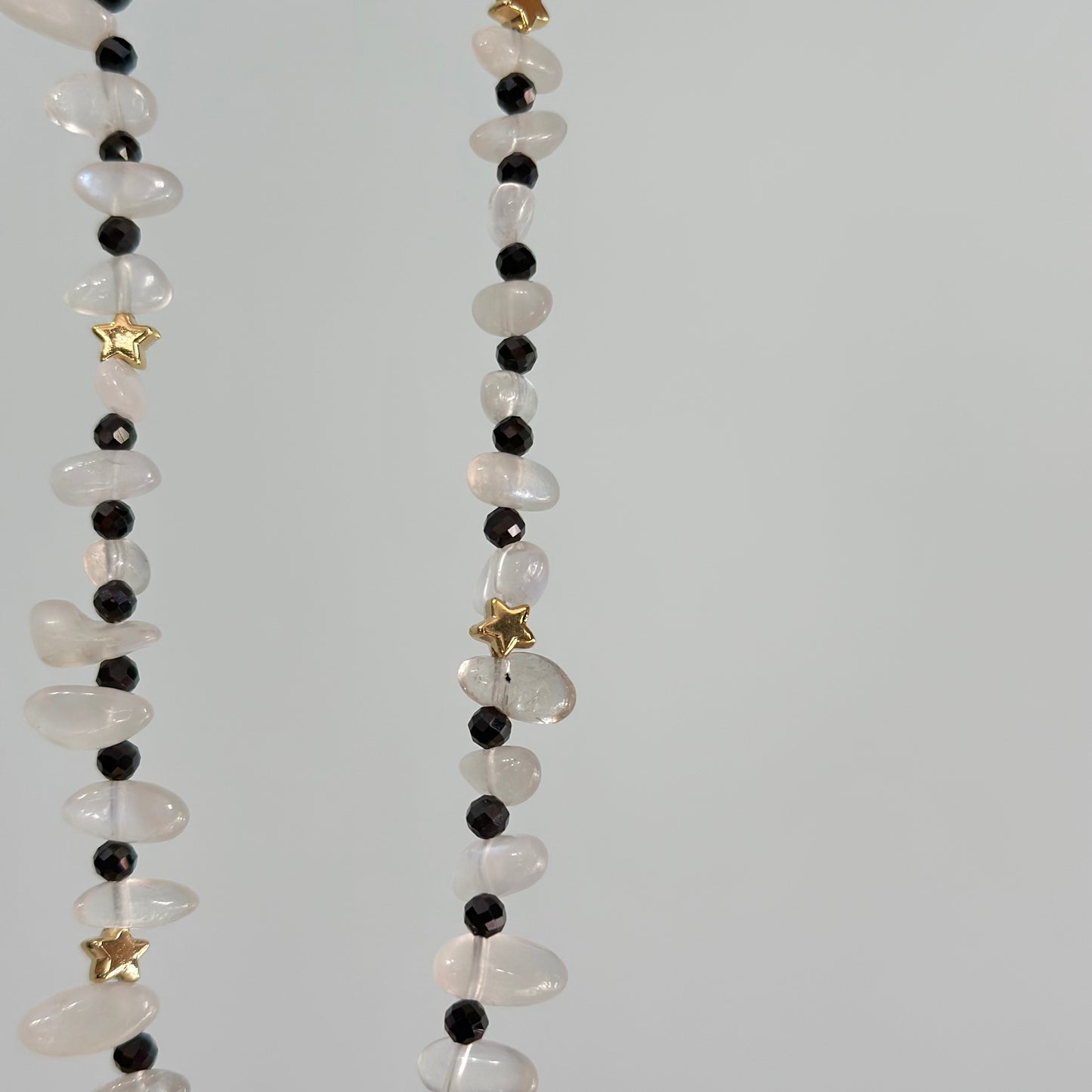 Two-way Moonstone And Black Spinel Beaded Necklace
