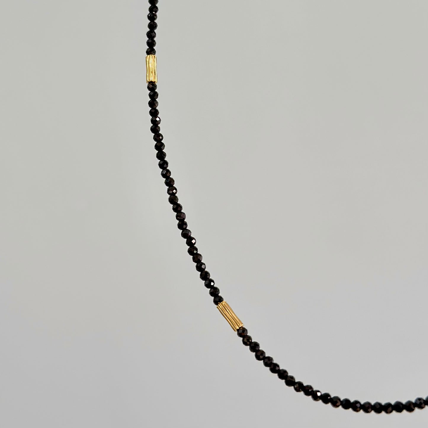 Black Spinel And Labradorite Asymmetric Beaded Necklace