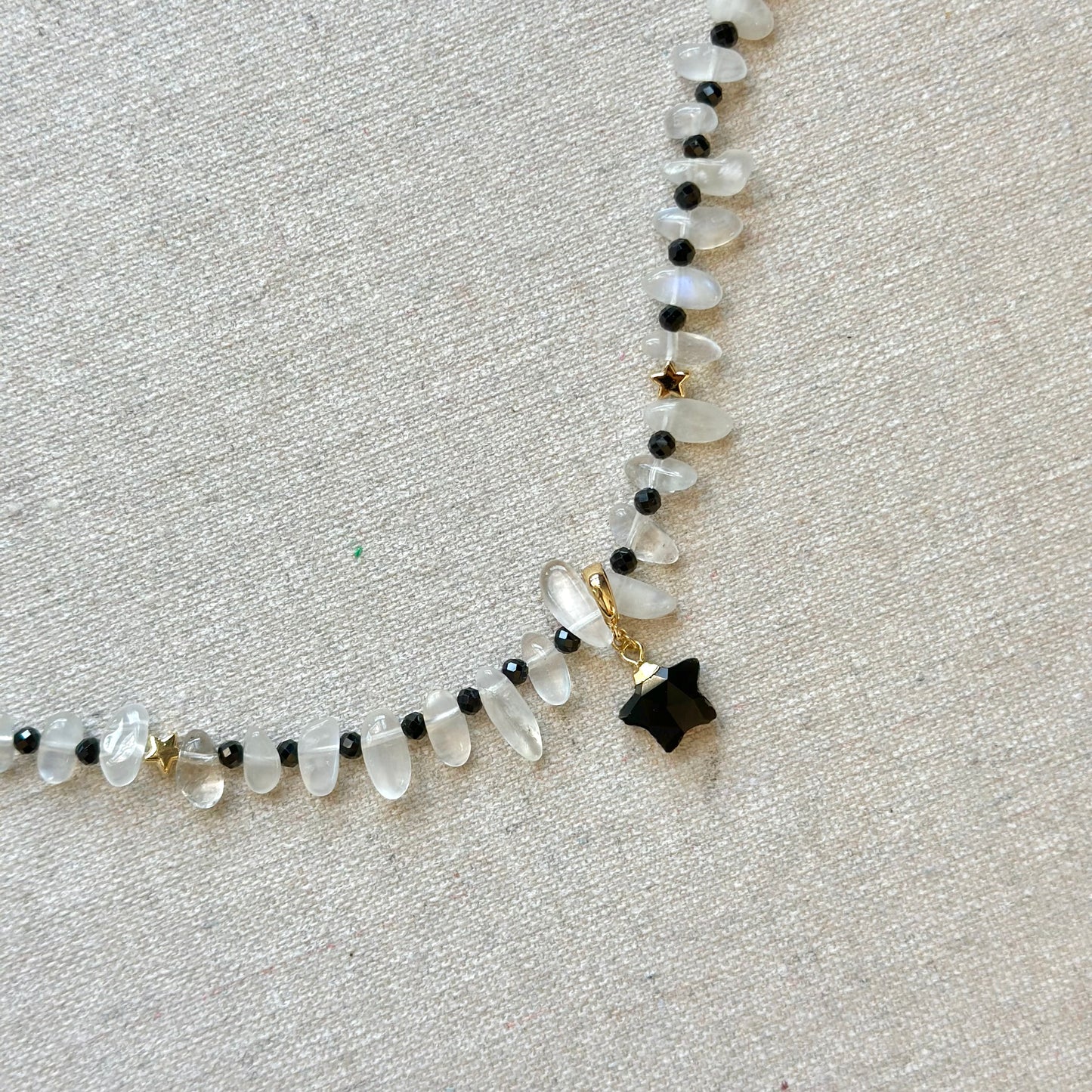 Two-way Moonstone And Black Spinel Beaded Necklace