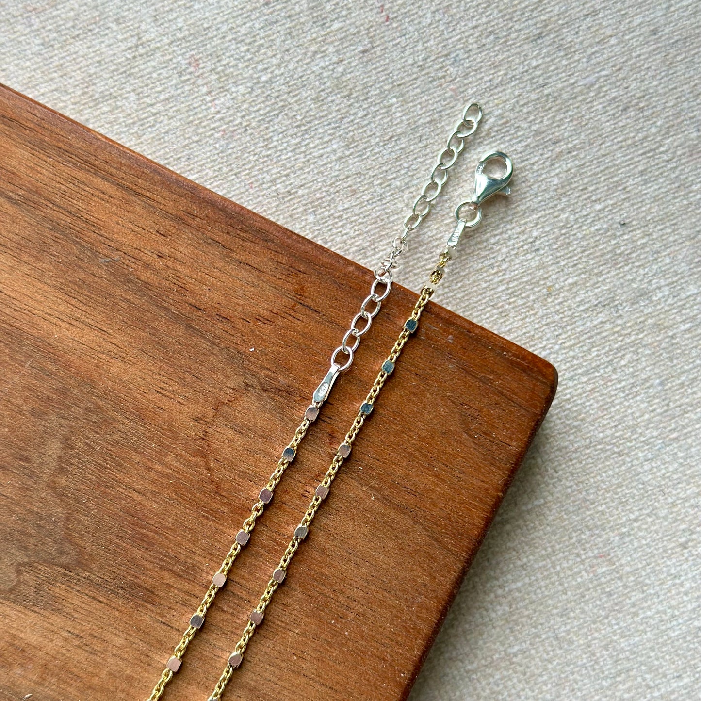 Gold-plated Dotty Mixed Chain Italian Sterling Silver Choker Necklace