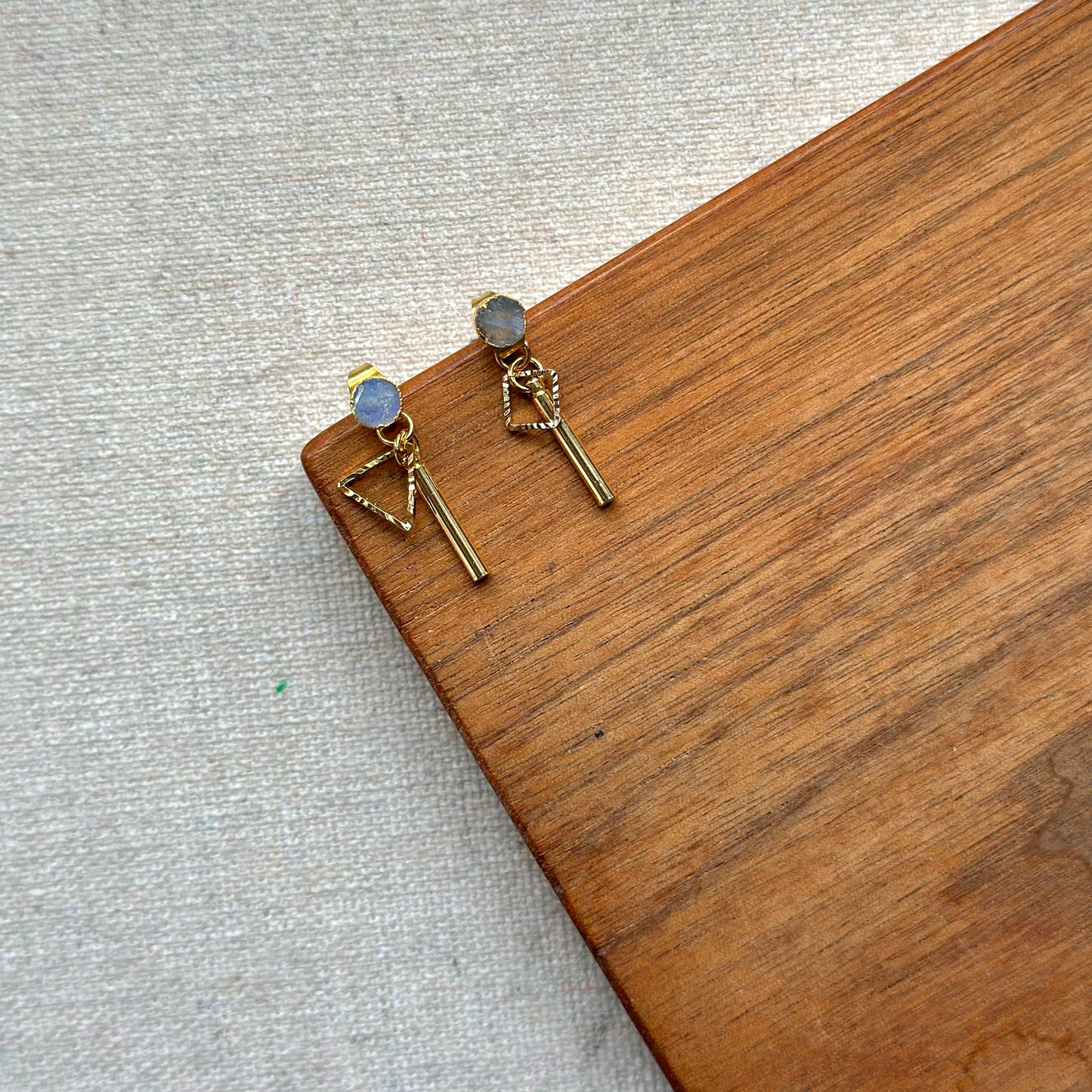 Two-way Moonstone Geometric Dainty Gold-plated Earring