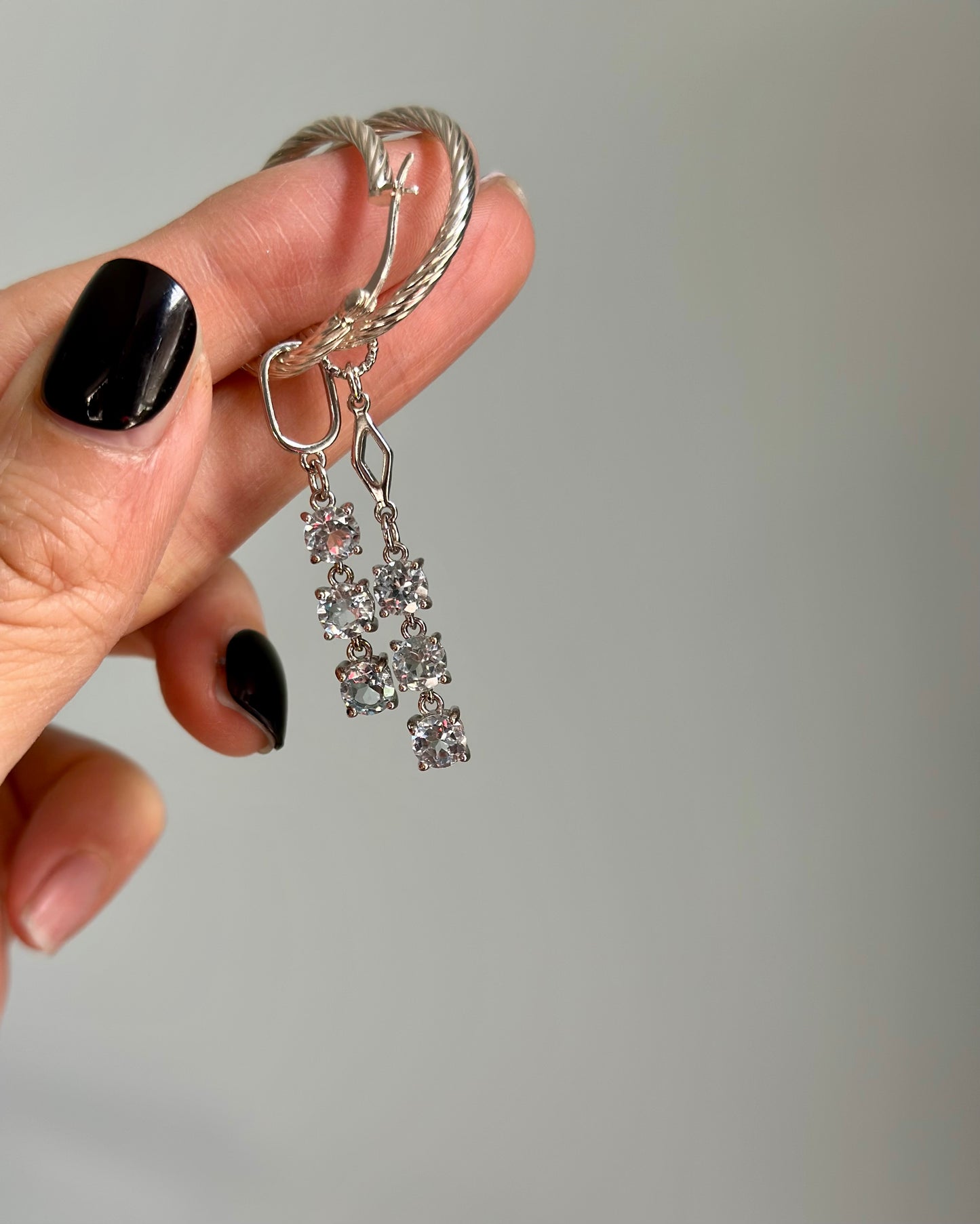 Aquamarine Two-way Sterling Silver Ear Hoop