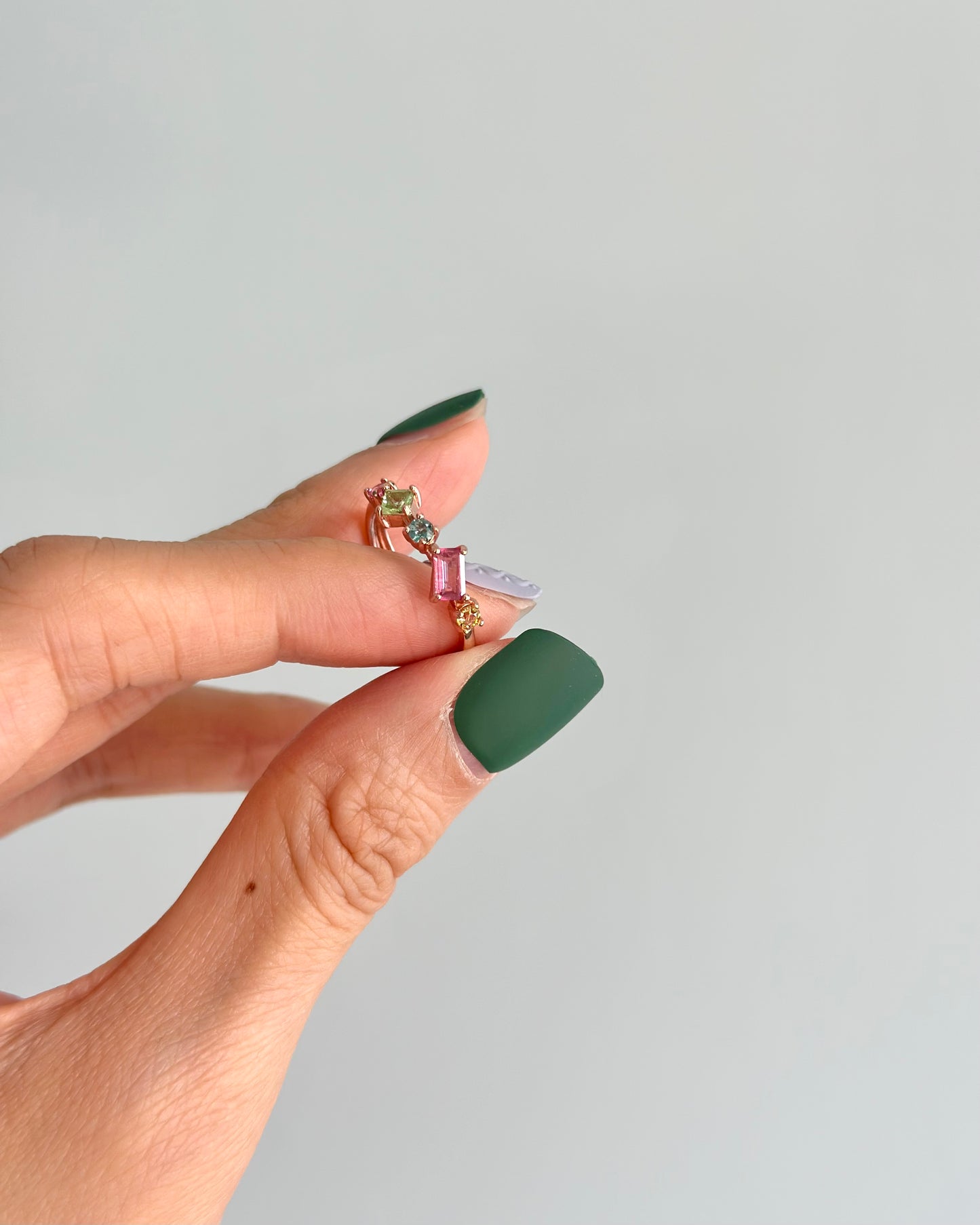 Tourmaline Geometric Mix Rose Gold-plated Sterling Silver Ring
