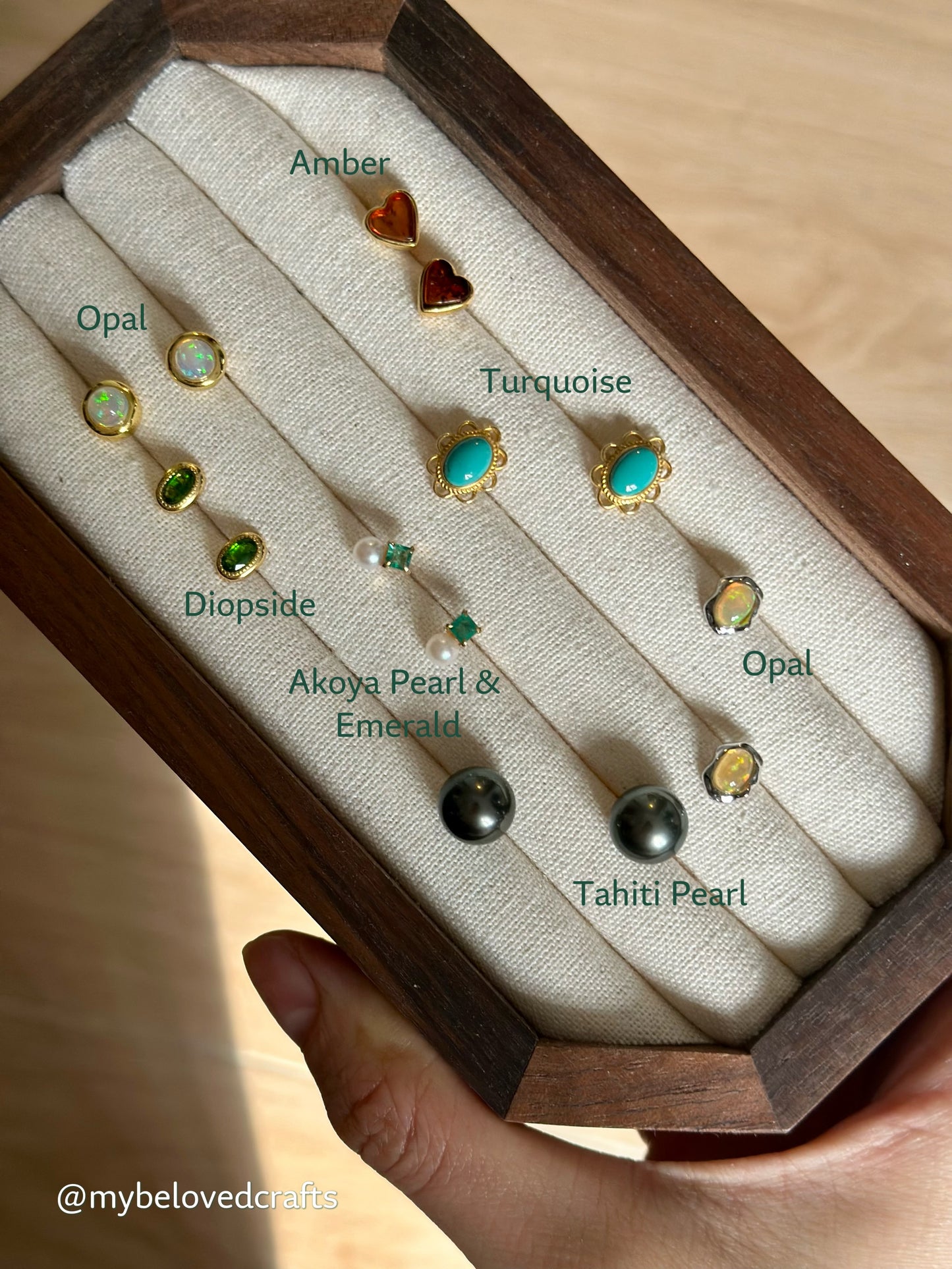 Amber Heart Gold-plated Ear Stud