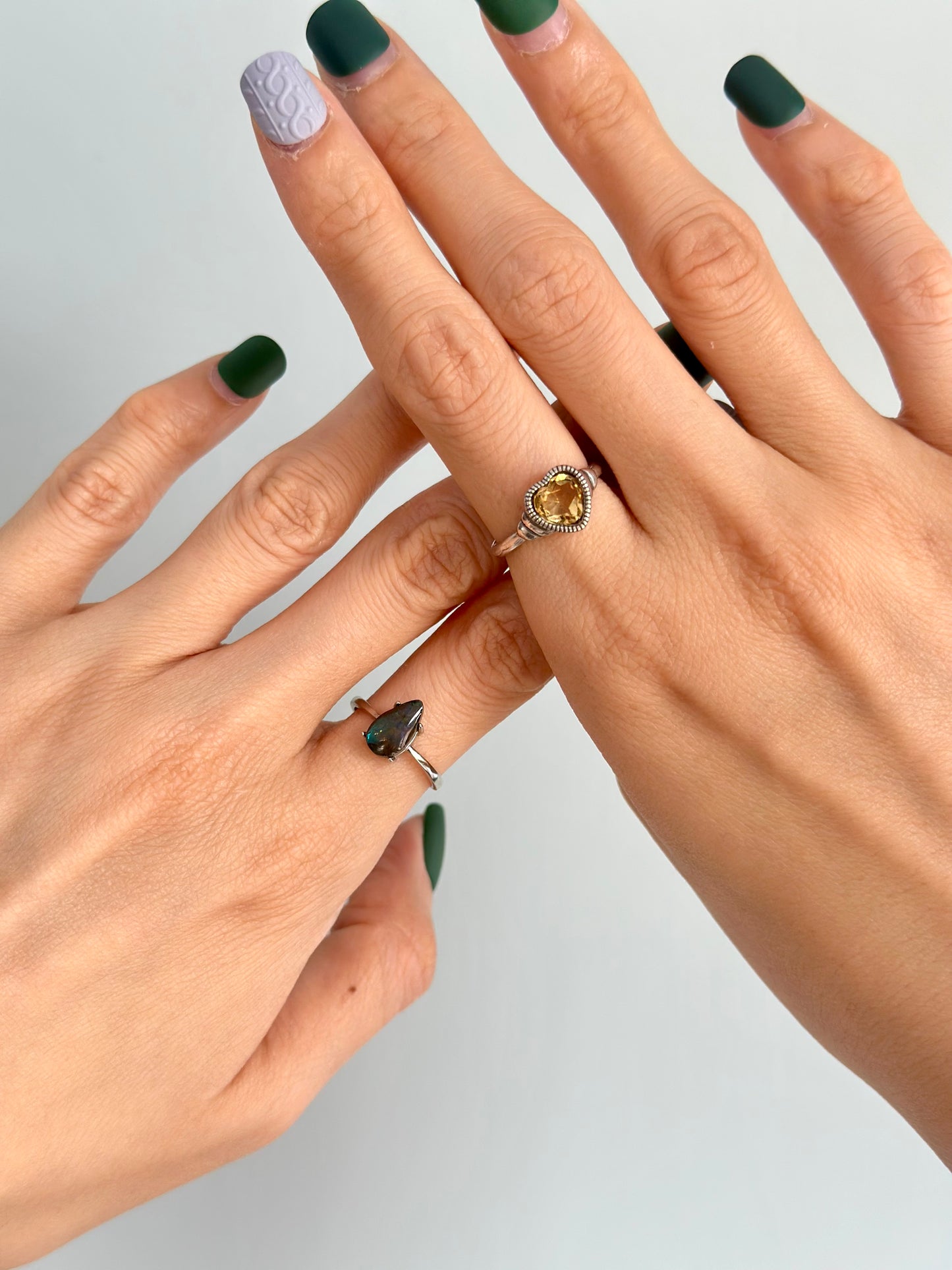 Citrine Heart Adjustable Sterling Silver Ring