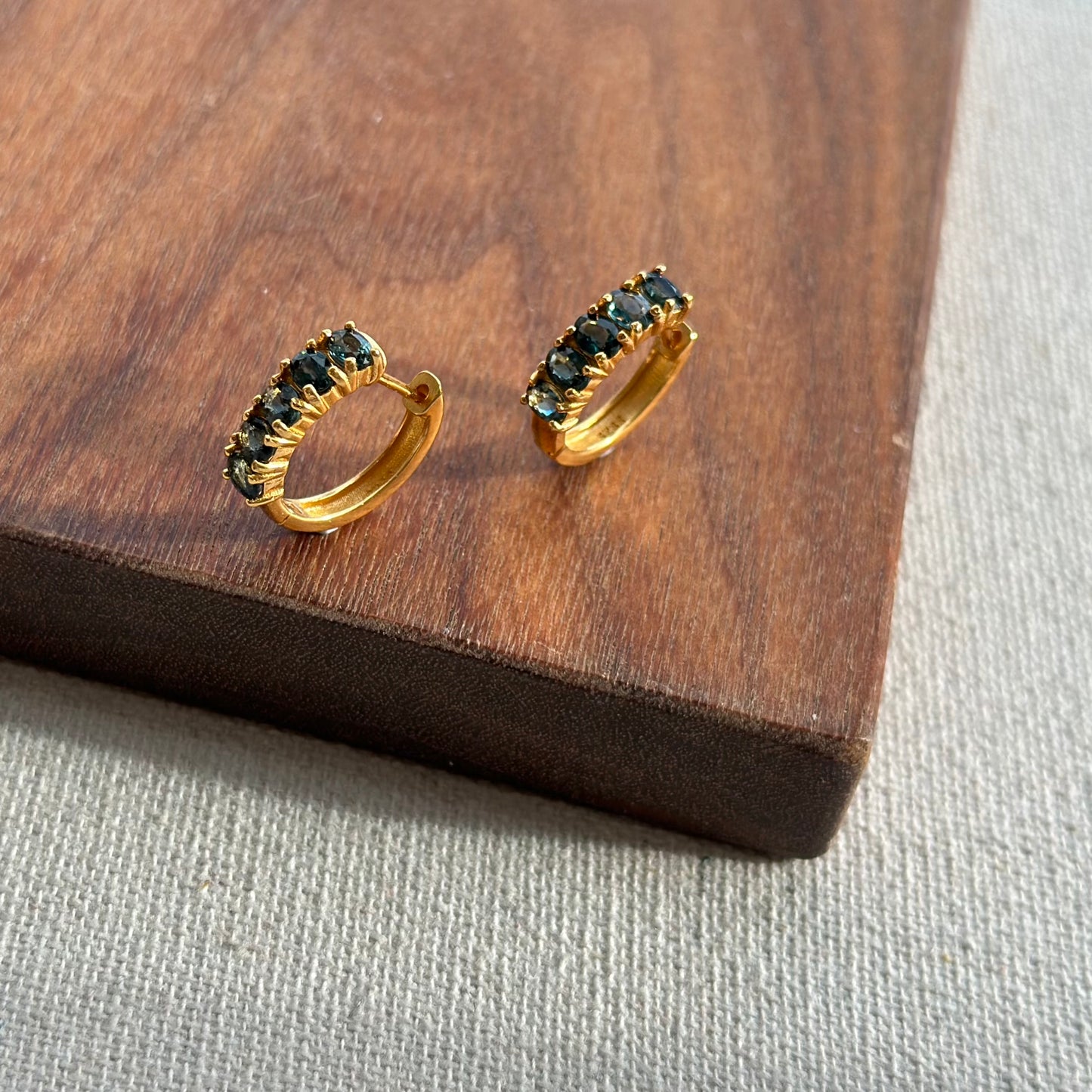 Sapphire Gold-plated Sterling Silver Ear Hoop