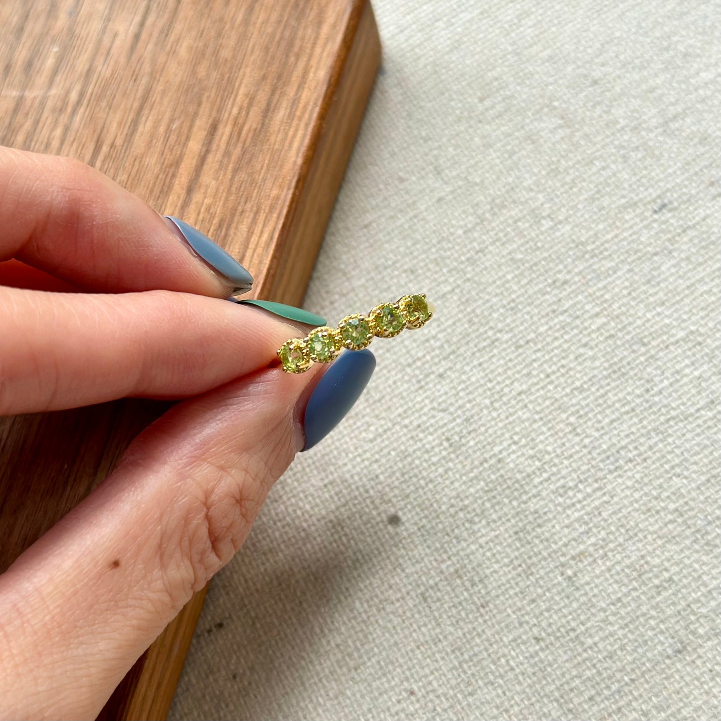 Peridot August Birthstone Eternity Adjustable Gold-plated Sterling Silver Ring