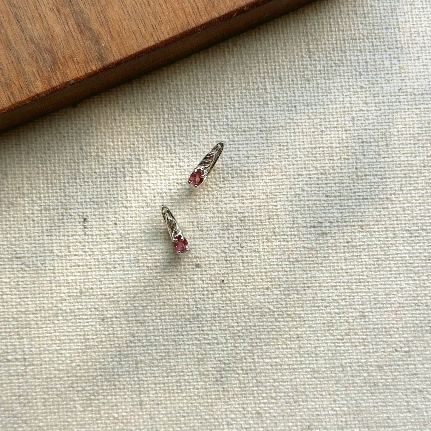 Garnet January Birthstone Sterling Ear Hoop