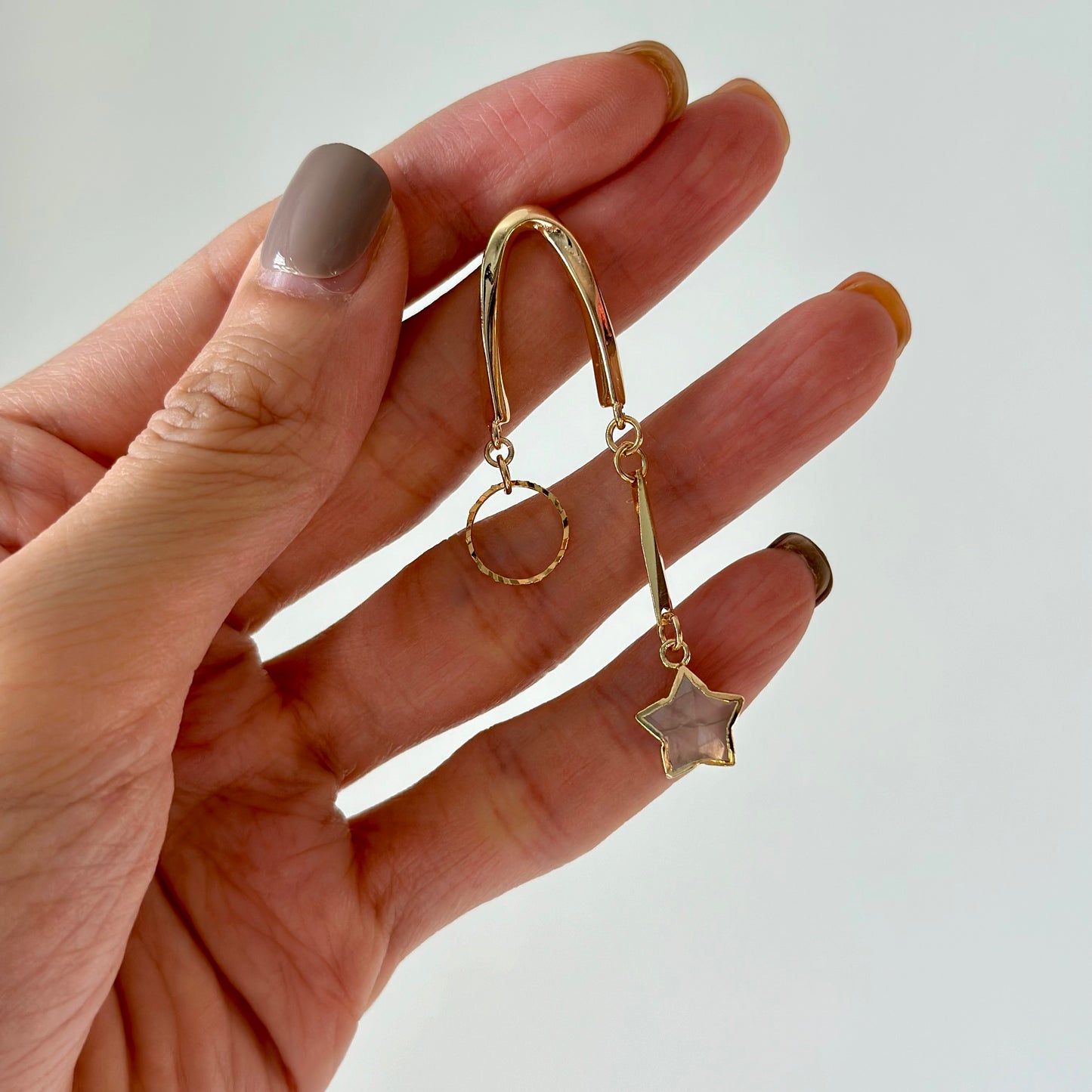 Moonstone Star U-shaped Stud Gold-plated Earring