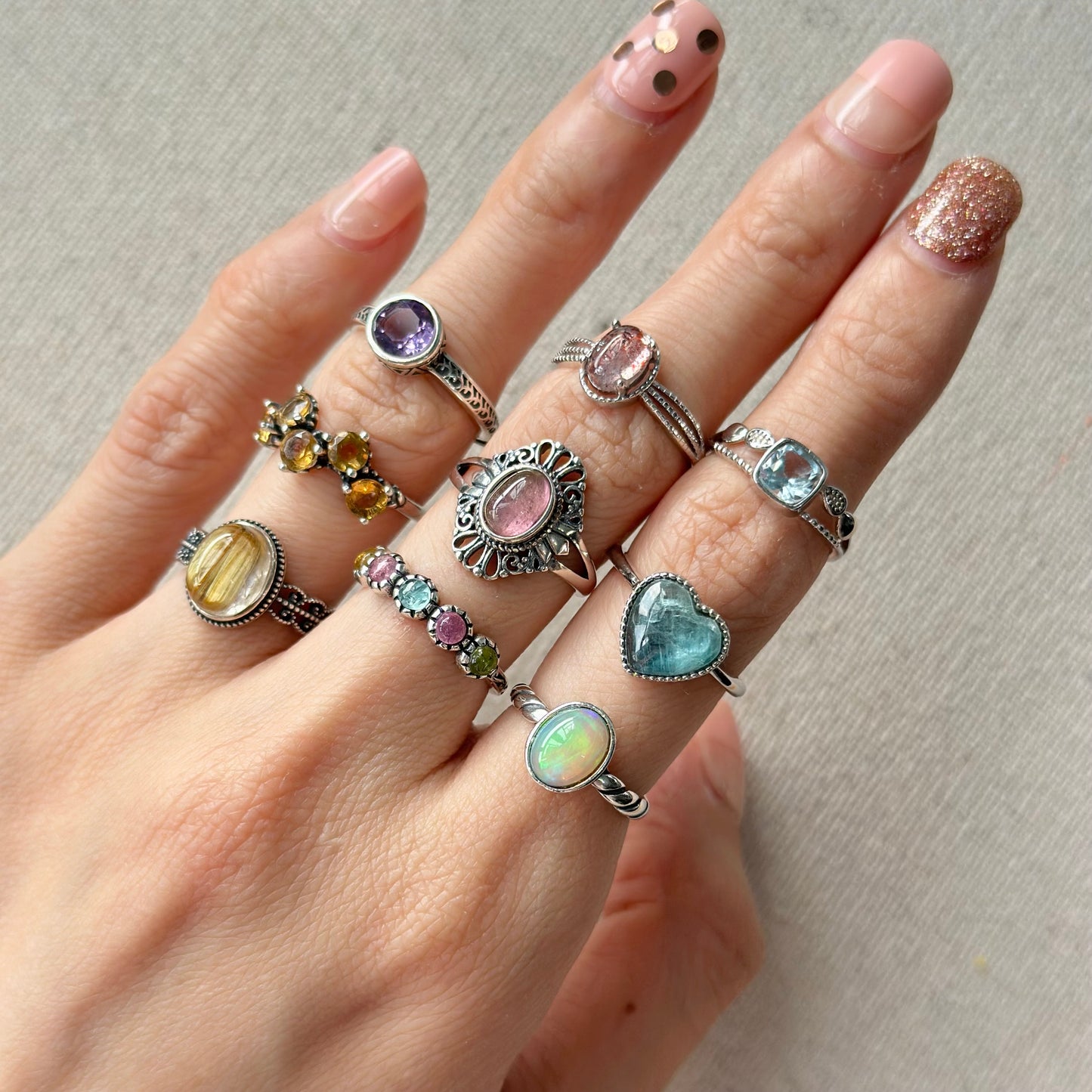 Topaz November Birthstone Adjustable Sterling Silver Ring