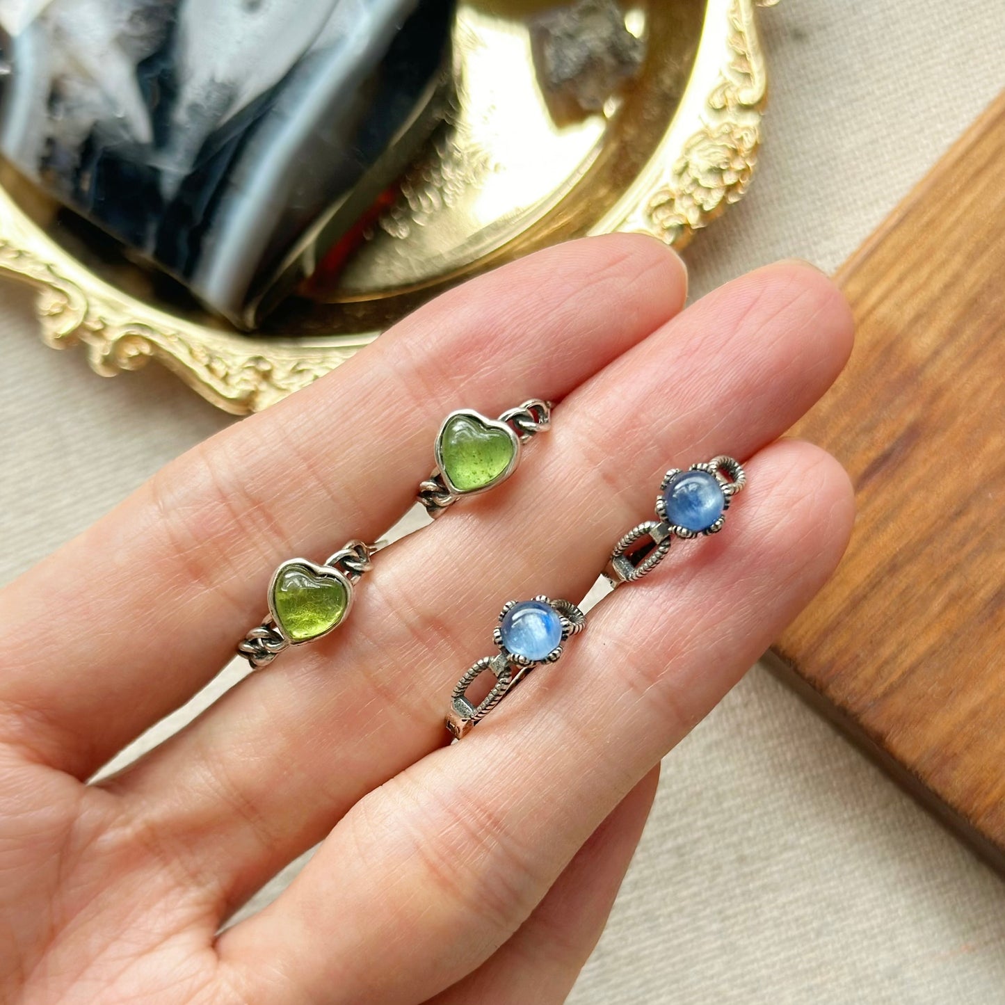 Green Tourmaline Heart Sterling Silver Ear Hoop