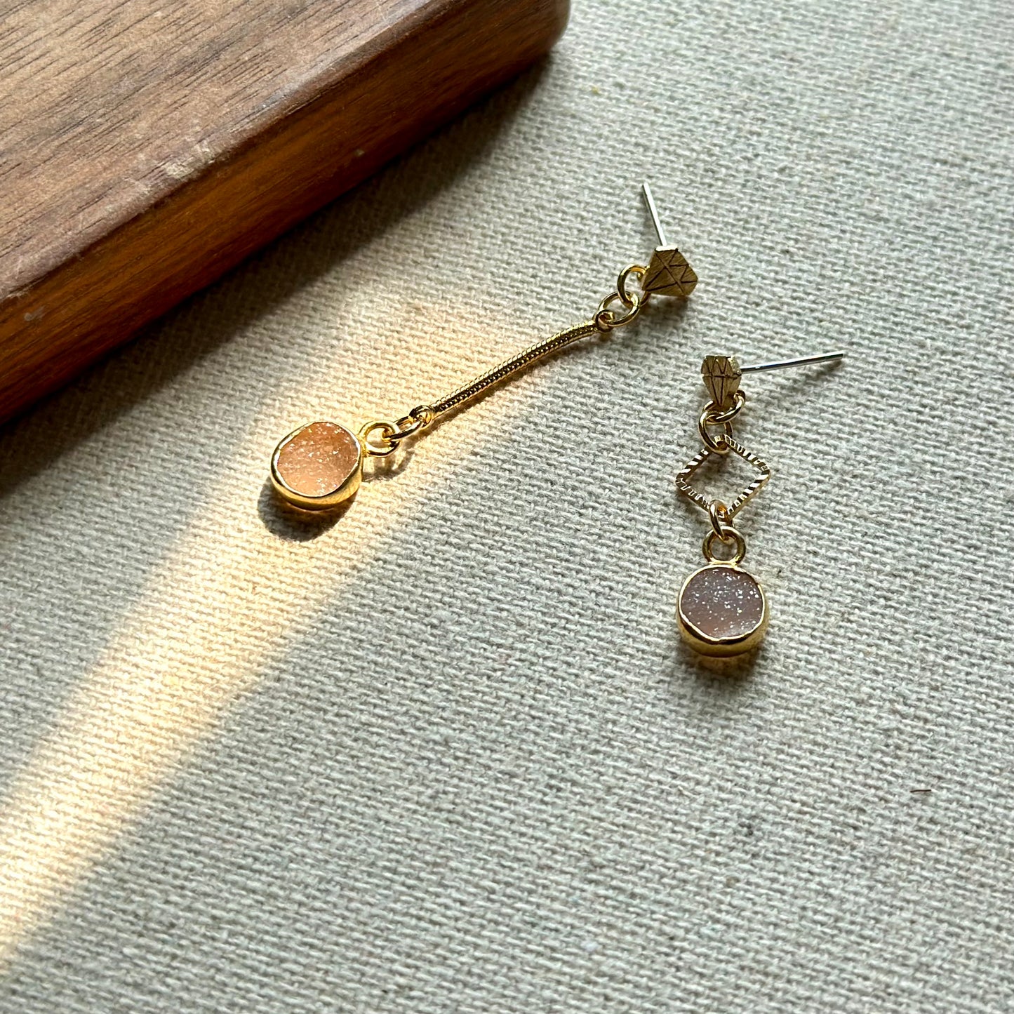 Druzy And Mini Stud Gold-plated Earring