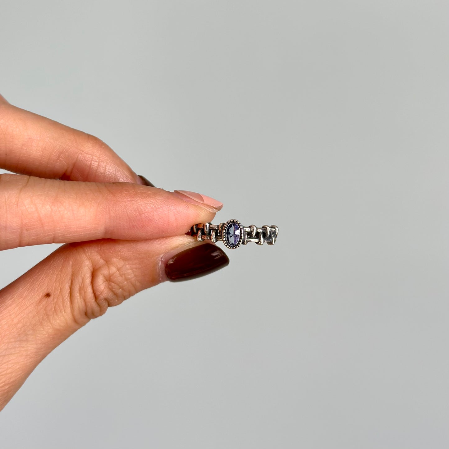 Topaz Woven Cutout Band Adjustable Sterling Silver Ring