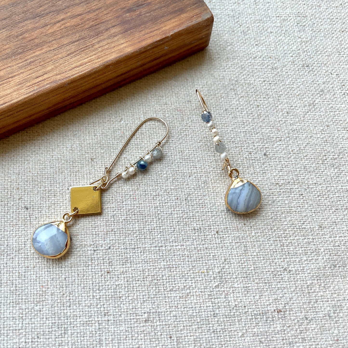 blue lace agate earring