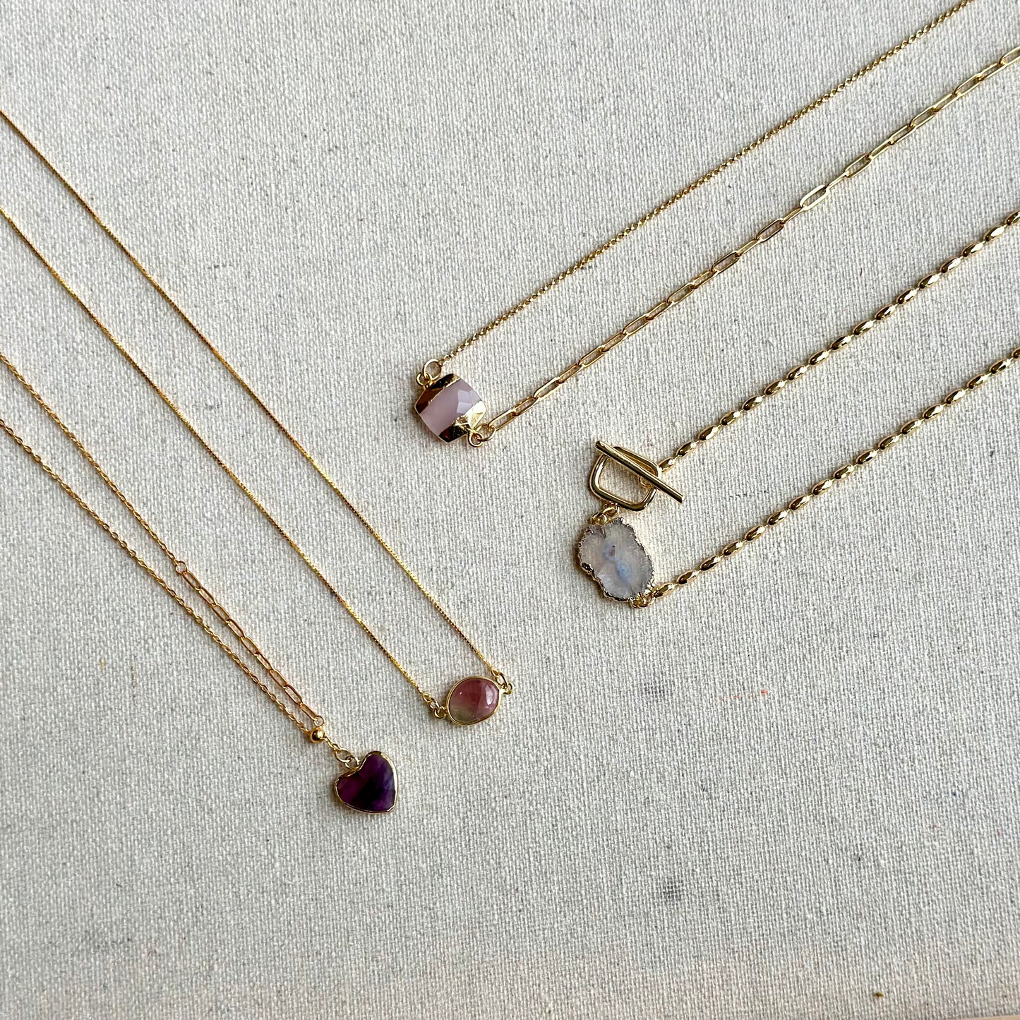 Fluorite Heart-shaped Y-shaped Gold-plated Sterling Silver Necklace