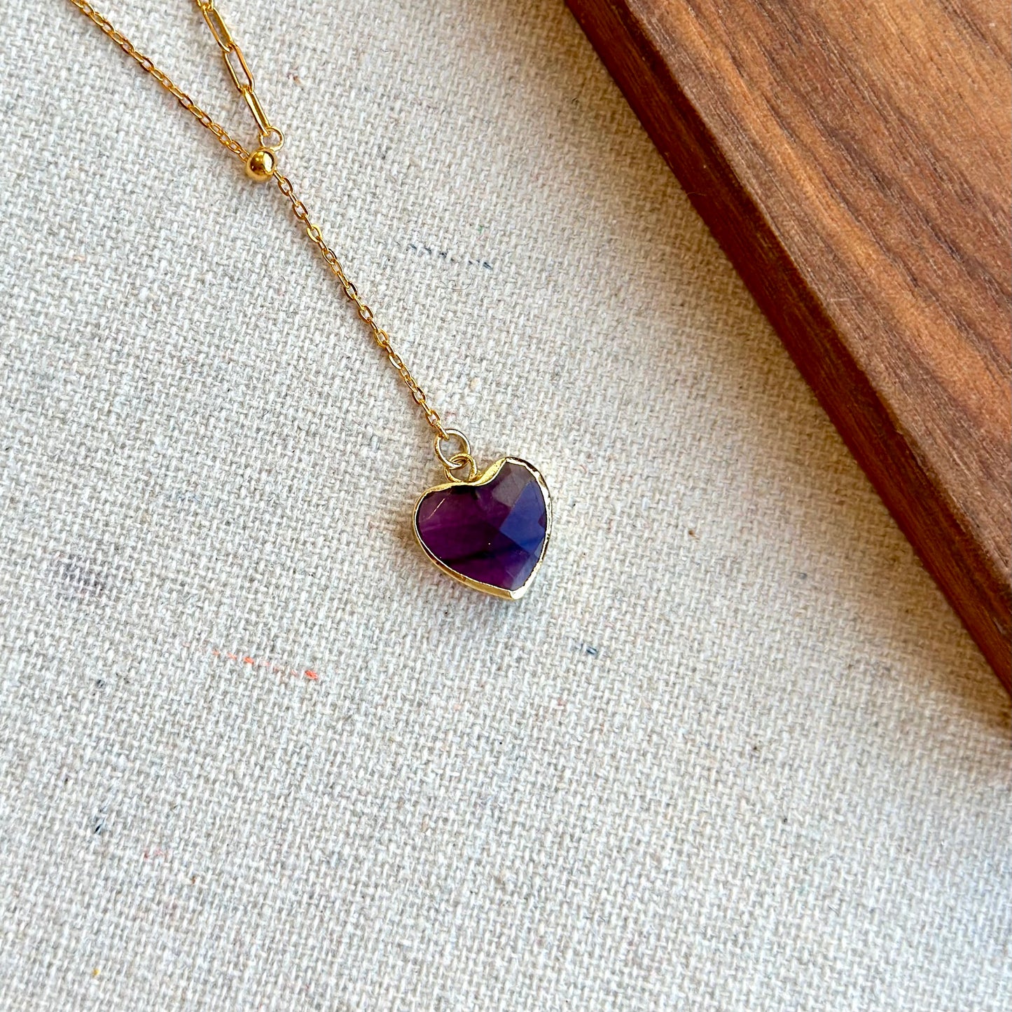 Fluorite Heart-shaped Y-shaped Gold-plated Sterling Silver Necklace