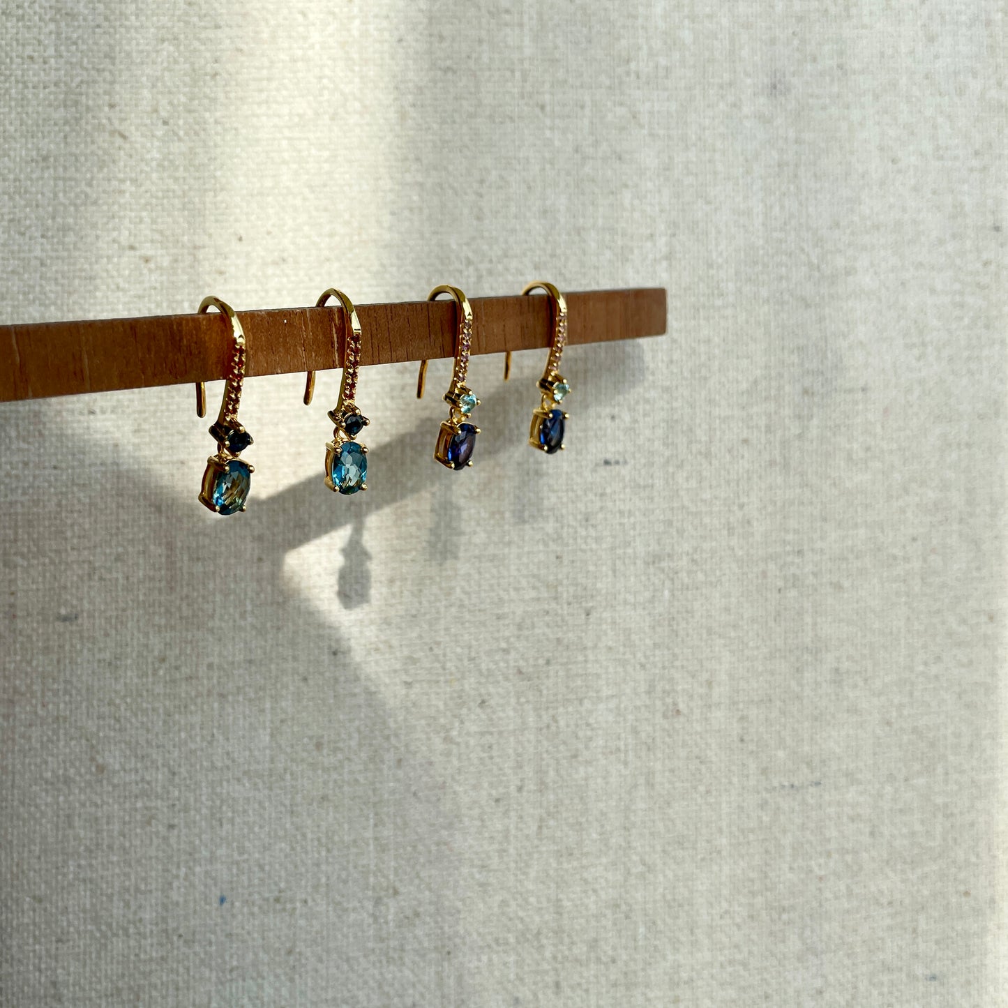 Sapphire With Topaz And Amethyst Gold-plated Sterling Earring