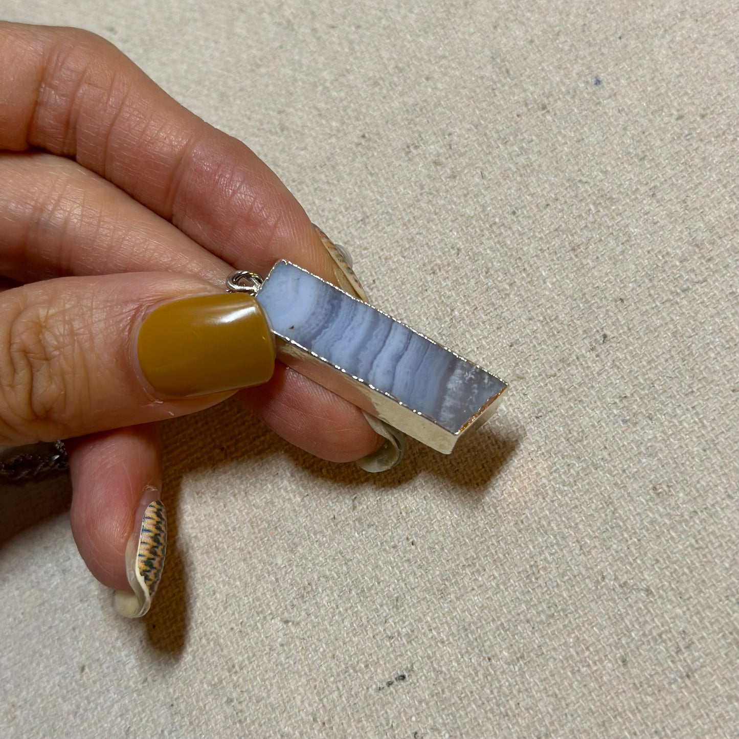 Blue Lace Agate Long Italian Sterling Silver Necklace