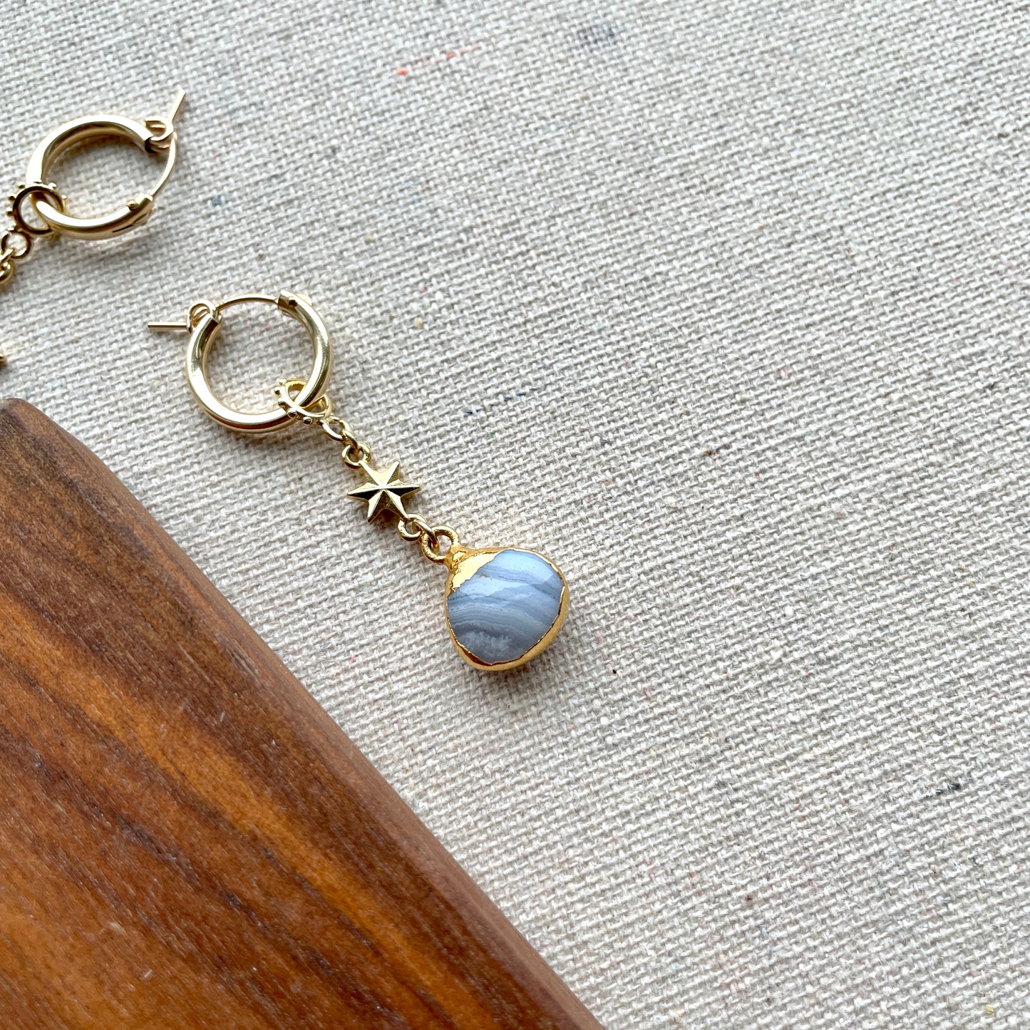 Blue Lace Agate Two-way Ear Hoop