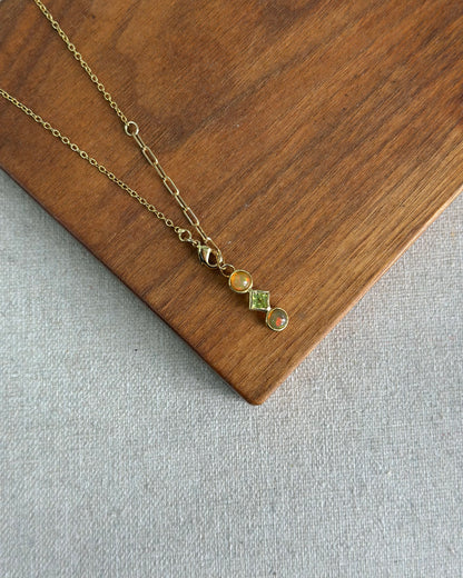 Opal & Peridot Y-shaped Two-way Gold-plated Sterling Silver Necklace