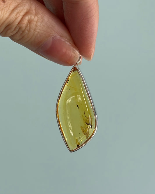 Baltic Yellow Amber Sterling Silver Pendant