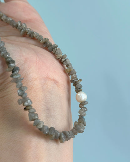 Labradorite And Freshwater Pearl Beaded Necklace