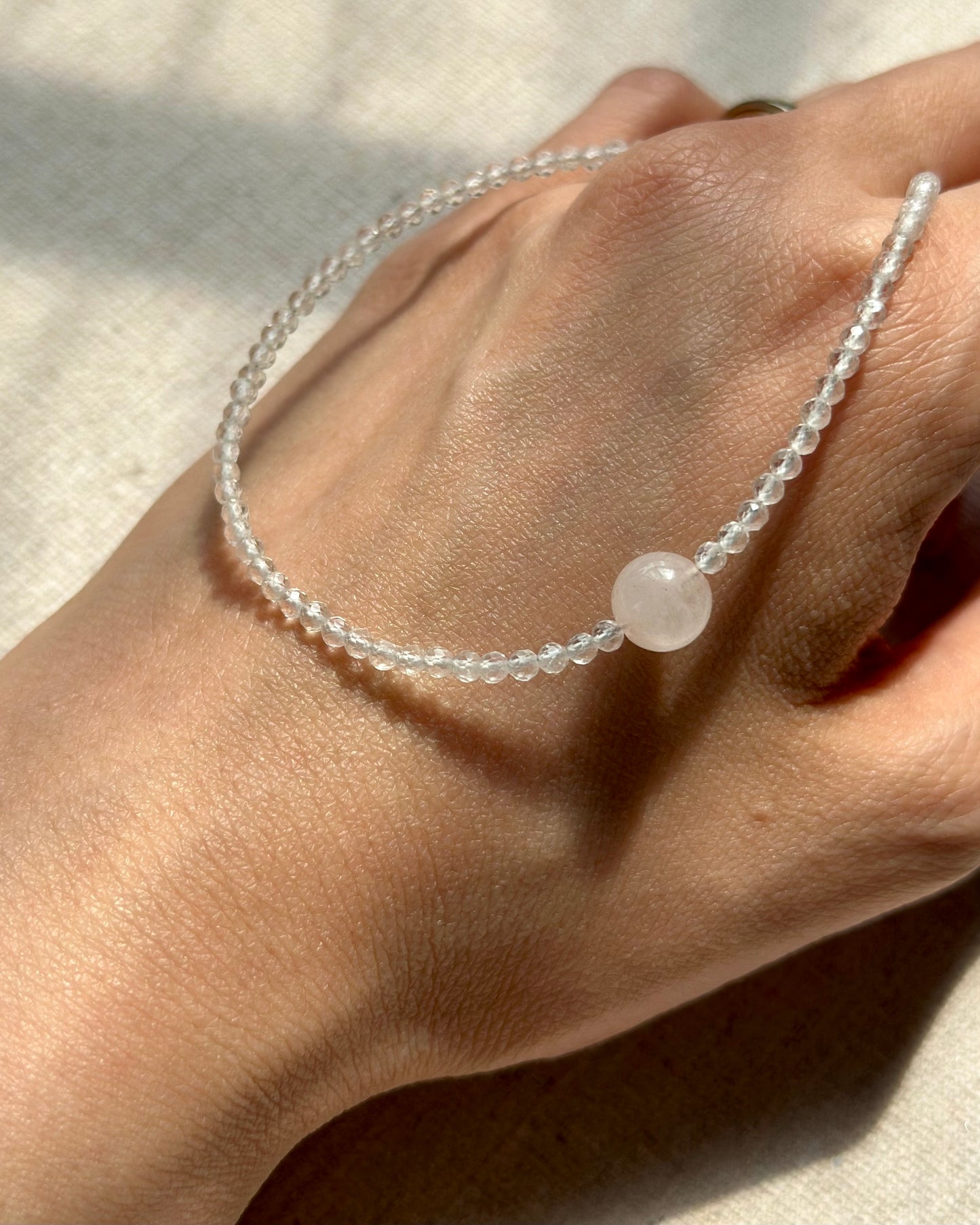 Clear Quartz And Rose Quartz Beaded Necklace