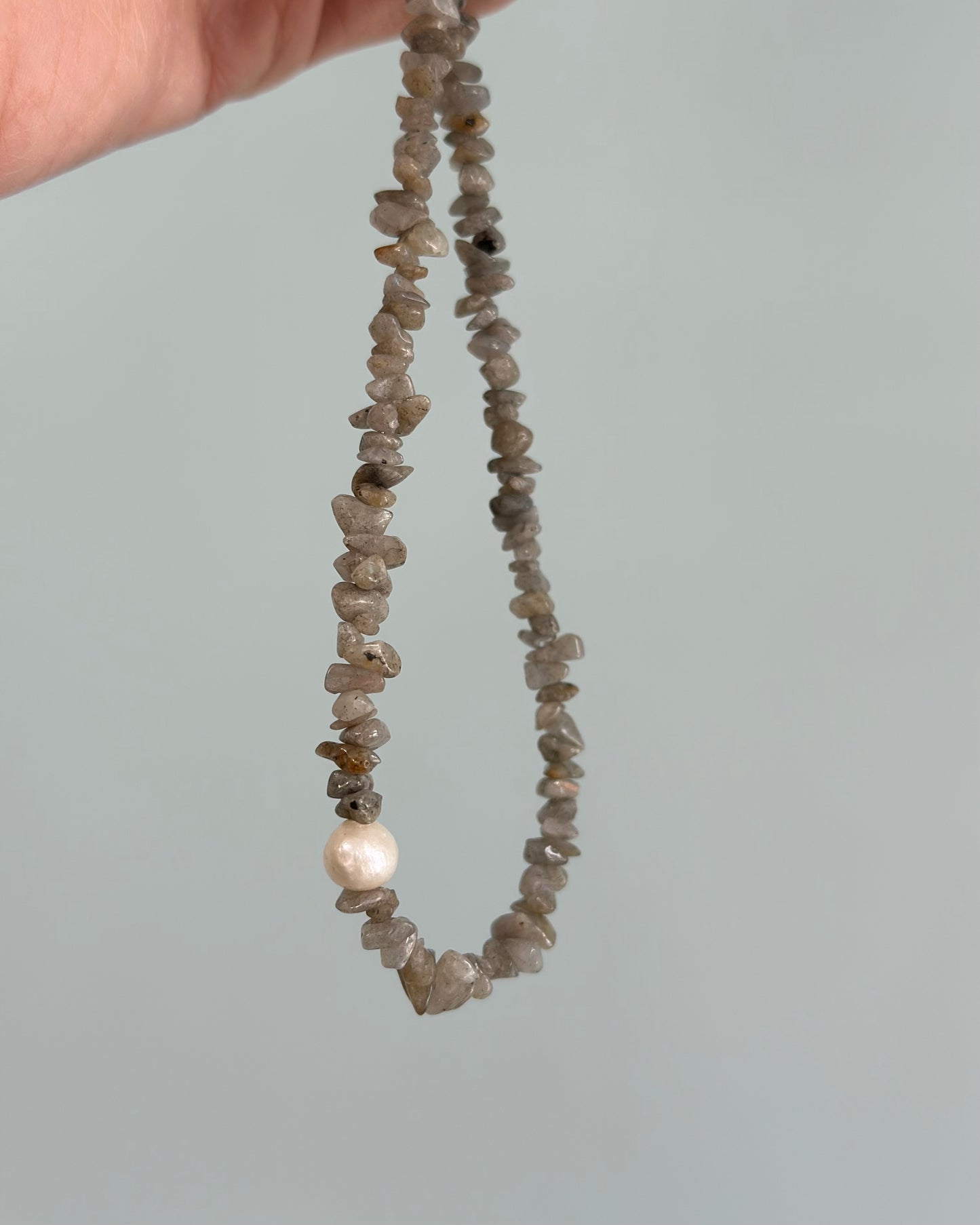 Labradorite And Freshwater Pearl Beaded Necklace