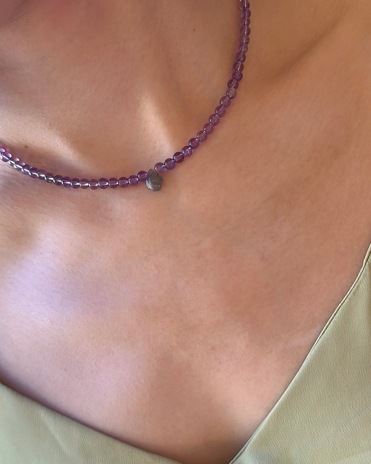 Amethyst And Labradorite Beaded Necklace