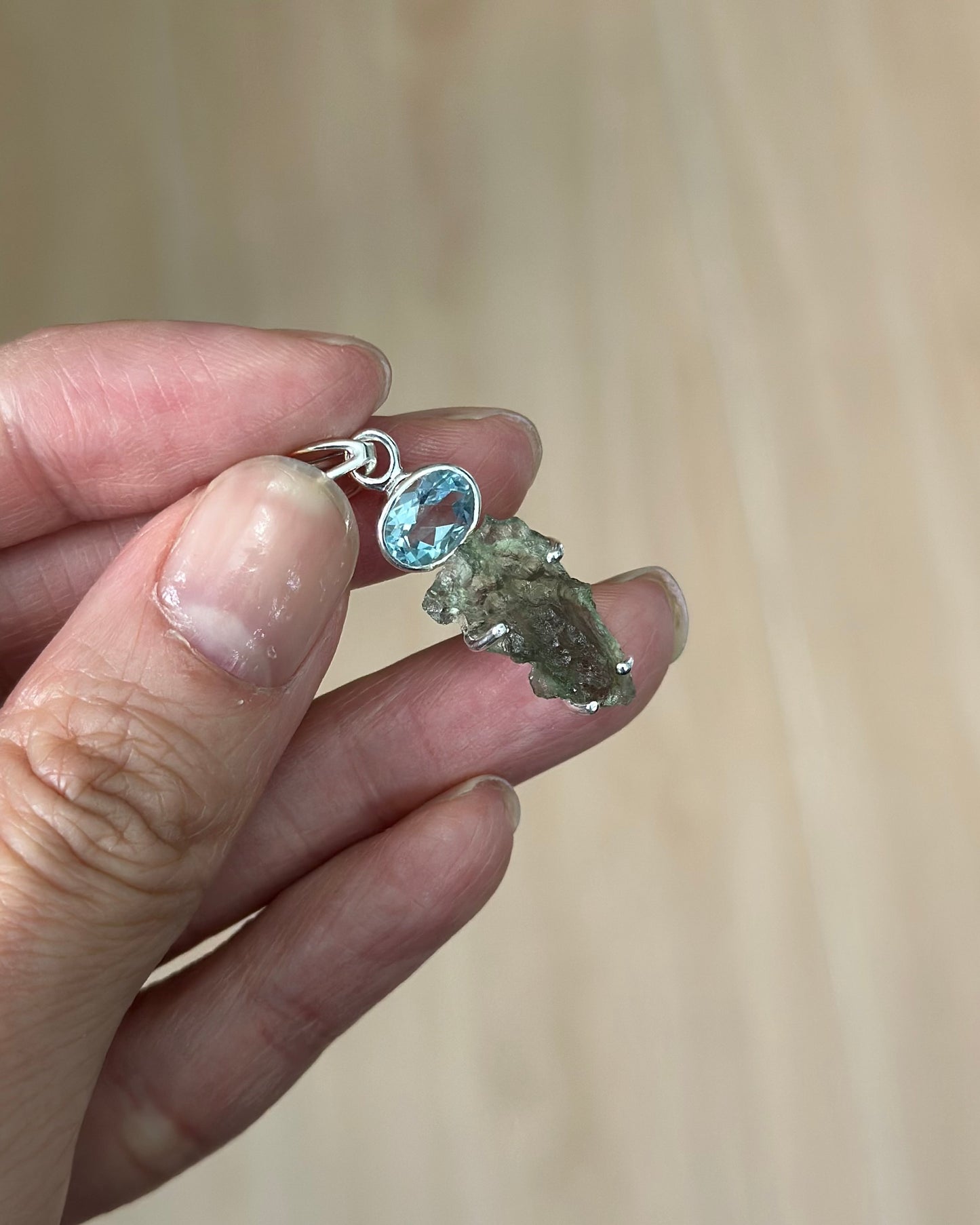 Meteorite And Topaz Sterling Silver Necklace