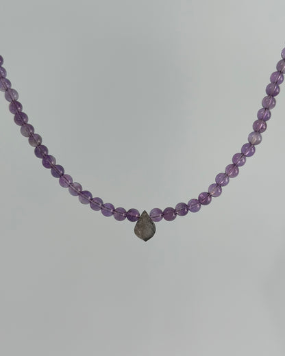 Amethyst And Labradorite Beaded Necklace