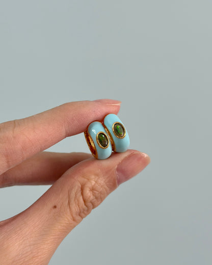 Black Opal Enamel Gold-plated Sterling Silver Ear Hoop