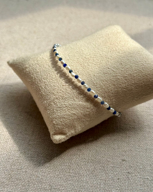 Sodalite And Freshwater Pearl Beaded Bracelet