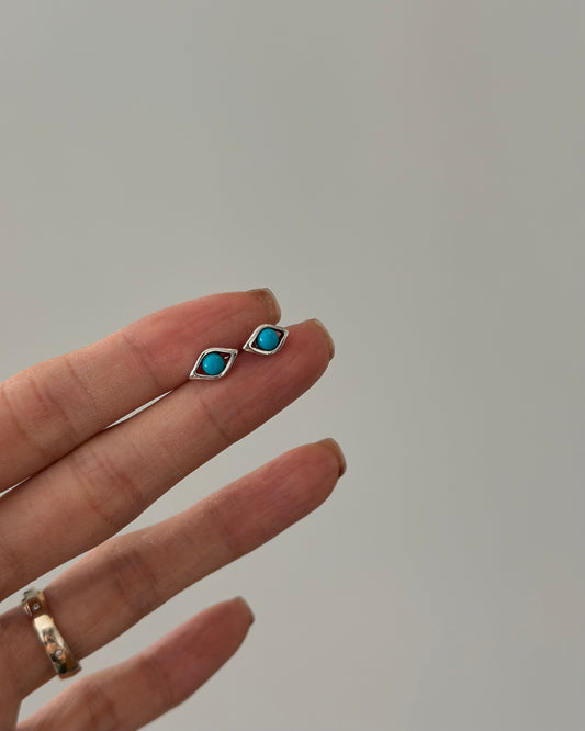 Turquoise Eye Sterling Silver Ear Stud
